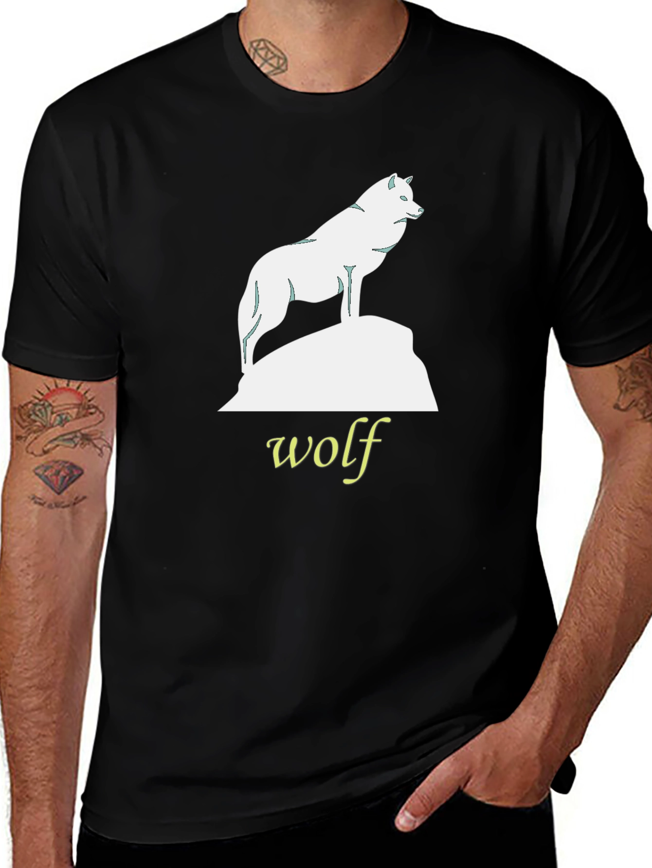 Black Wolf Graphic Tee - Black Cotton T-Shirt main image