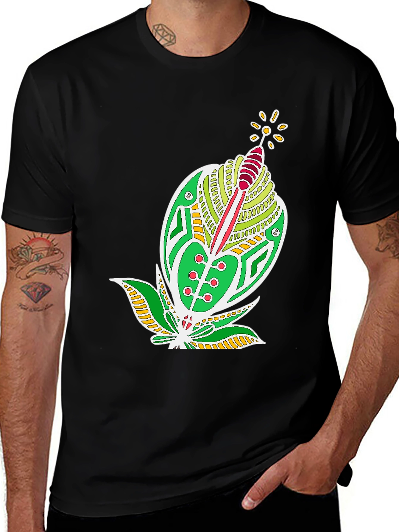 Variant 21 of Unique Graphic Tee - Black Cotton Blend