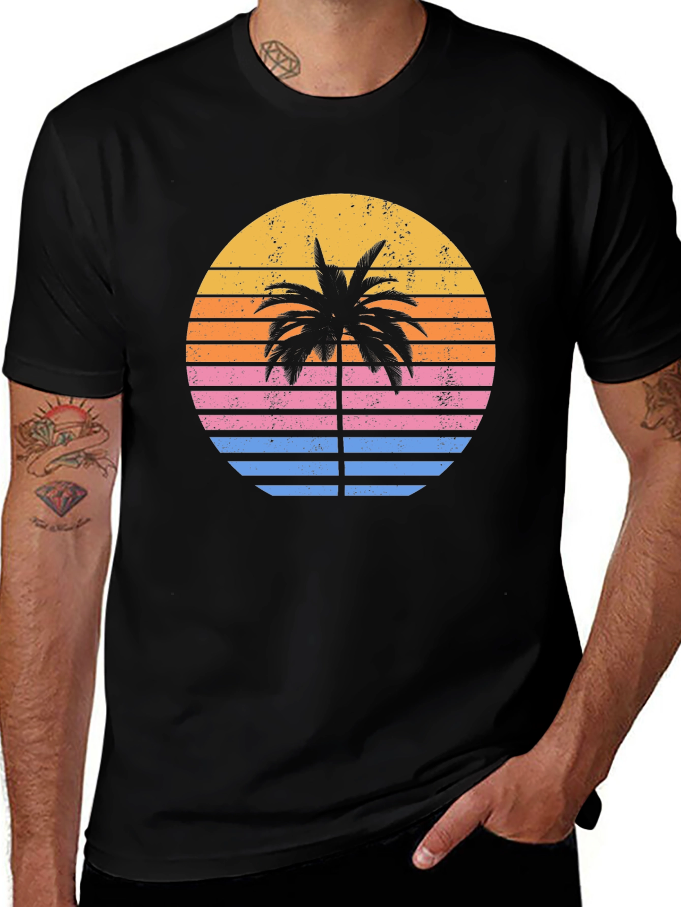 Variant 28 of Retro Sunset Palm Tree Graphic T-Shirt