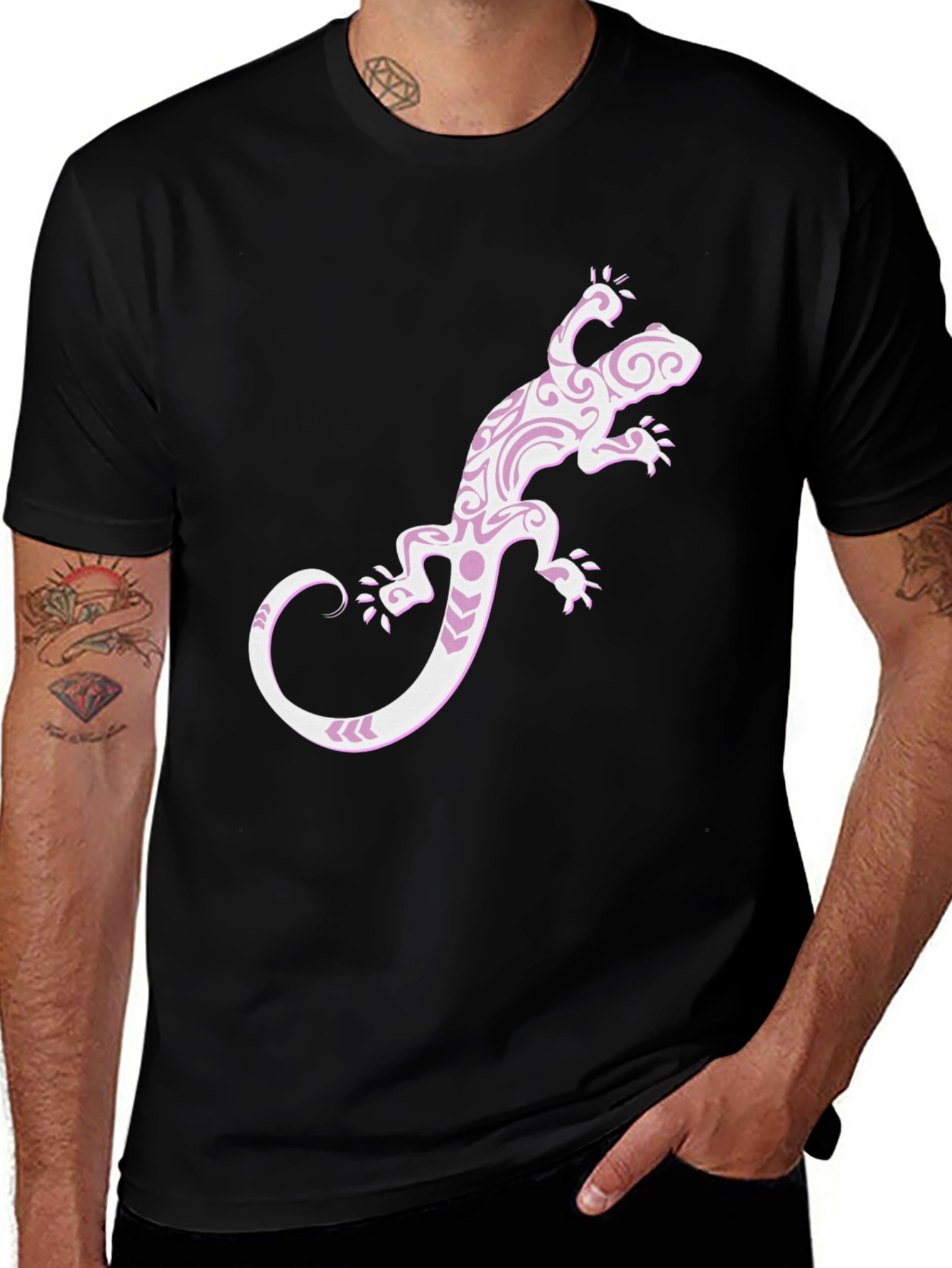 Variant 20 of Tribal Lizard Graphic Black T-Shirt