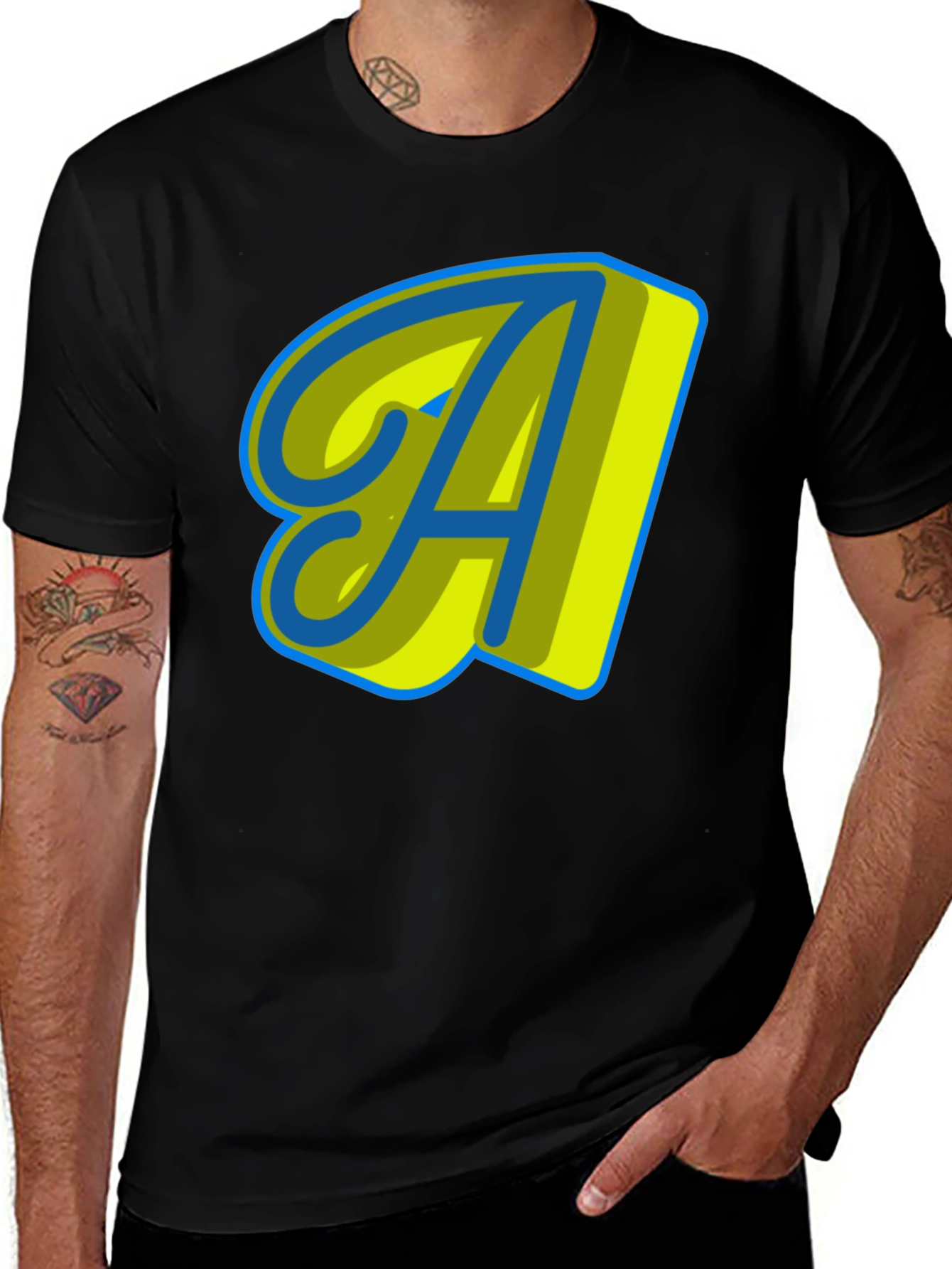 Variant 28 of Stylish Black T-Shirt with Letter A Design