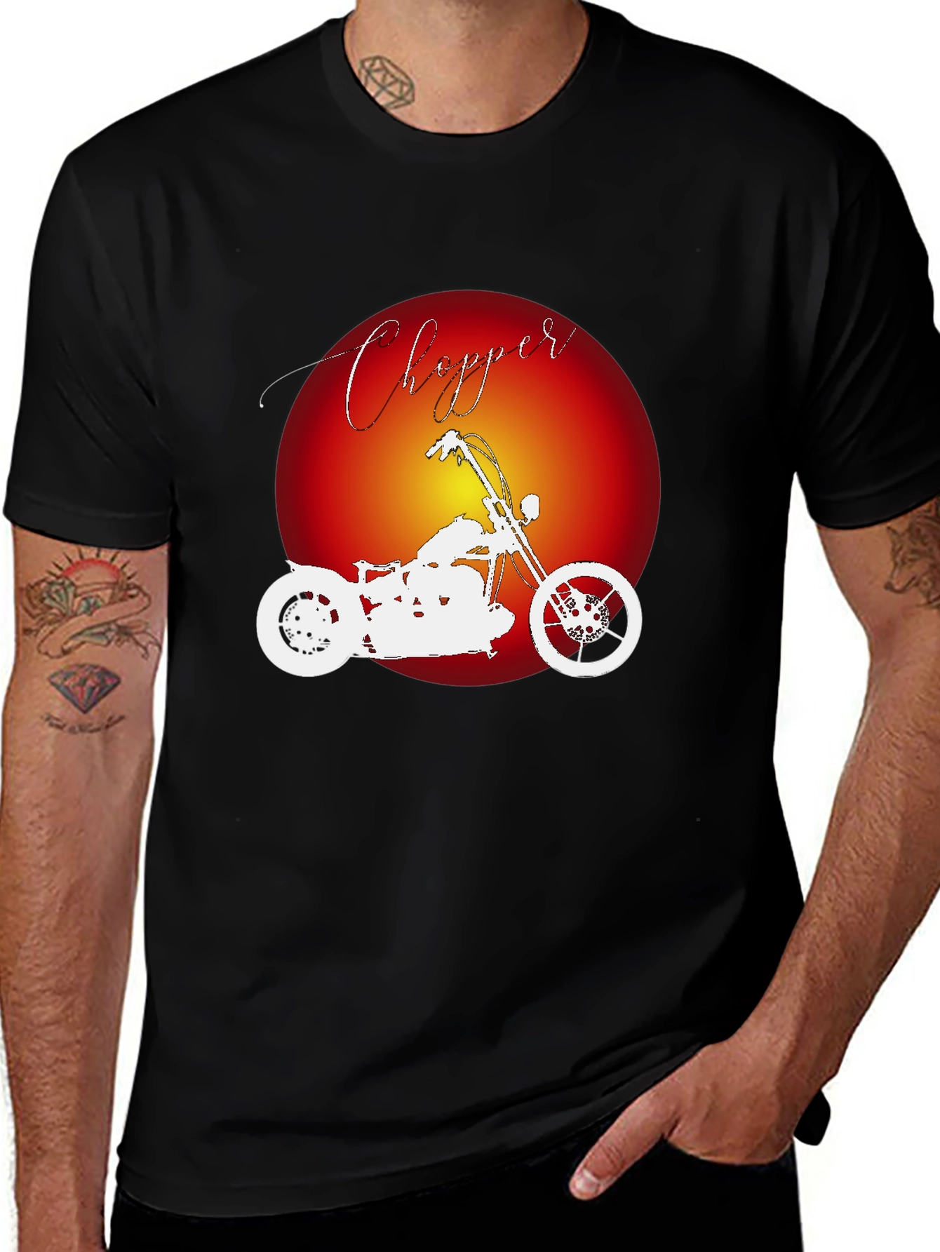 Variant 15 of Chopper Motorcycle Graphic Tee - Black Cotton T-Shirt
