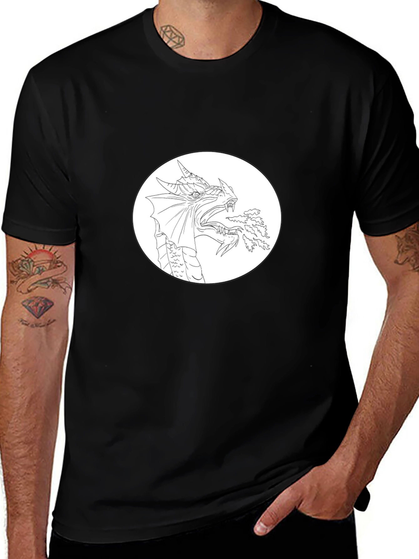 Variant 15 of Dragon Graphic Black T-Shirt - Unique Fantasy Design
