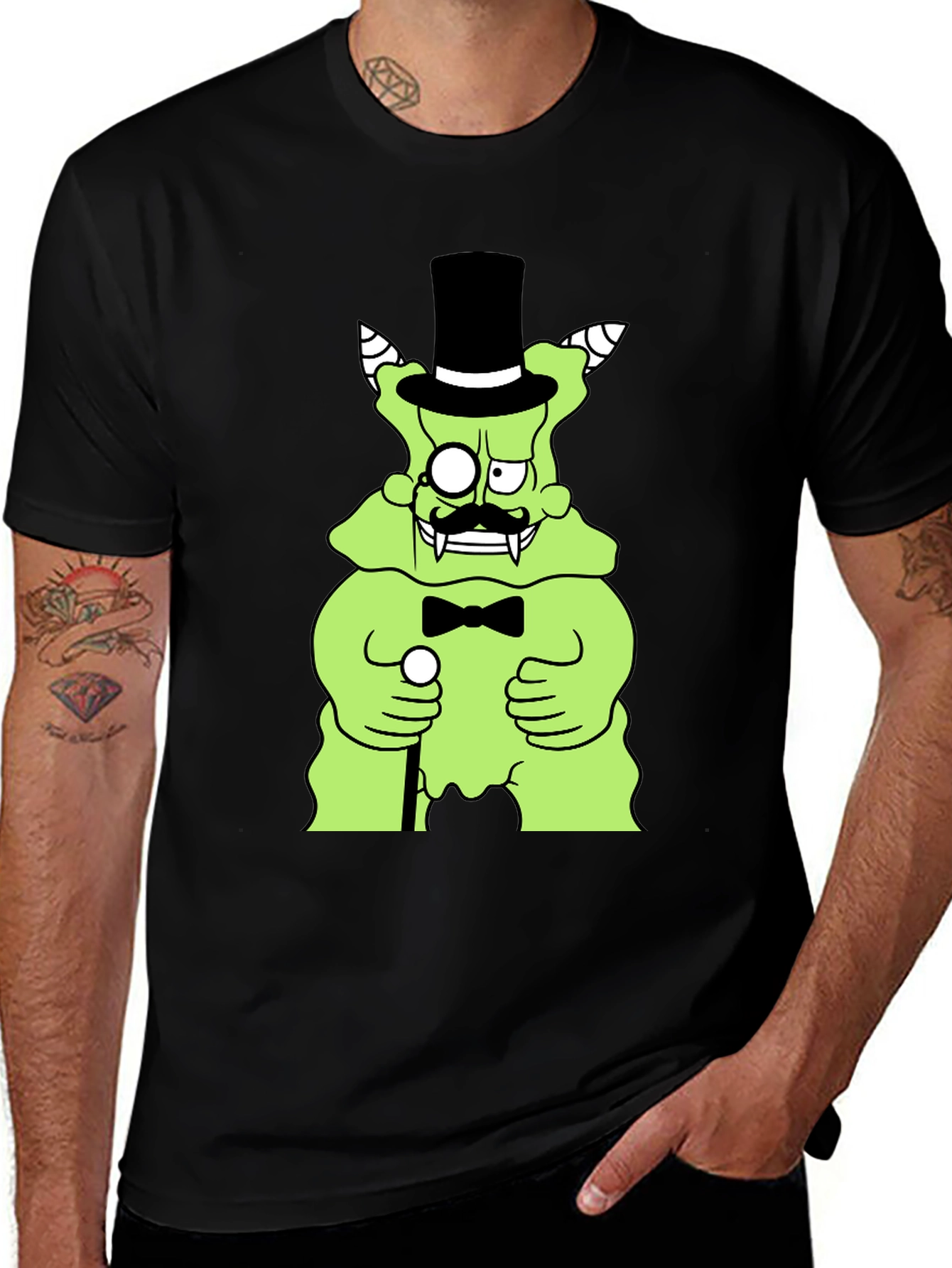 Variant 25 of Cartoon Monster Gentleman T-Shirt - Black