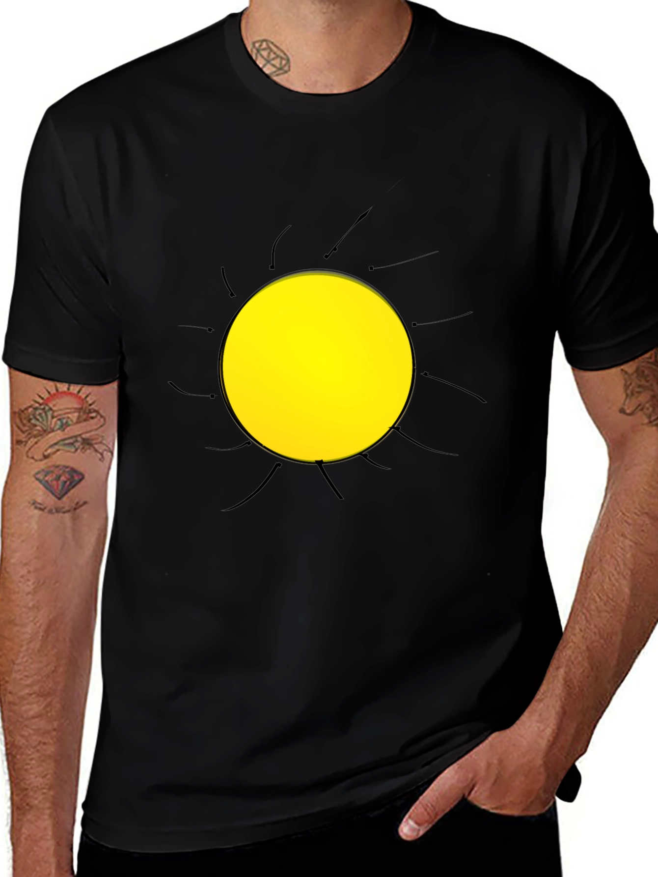 Variant 16 of Abstract Sun Graphic Black T-Shirt