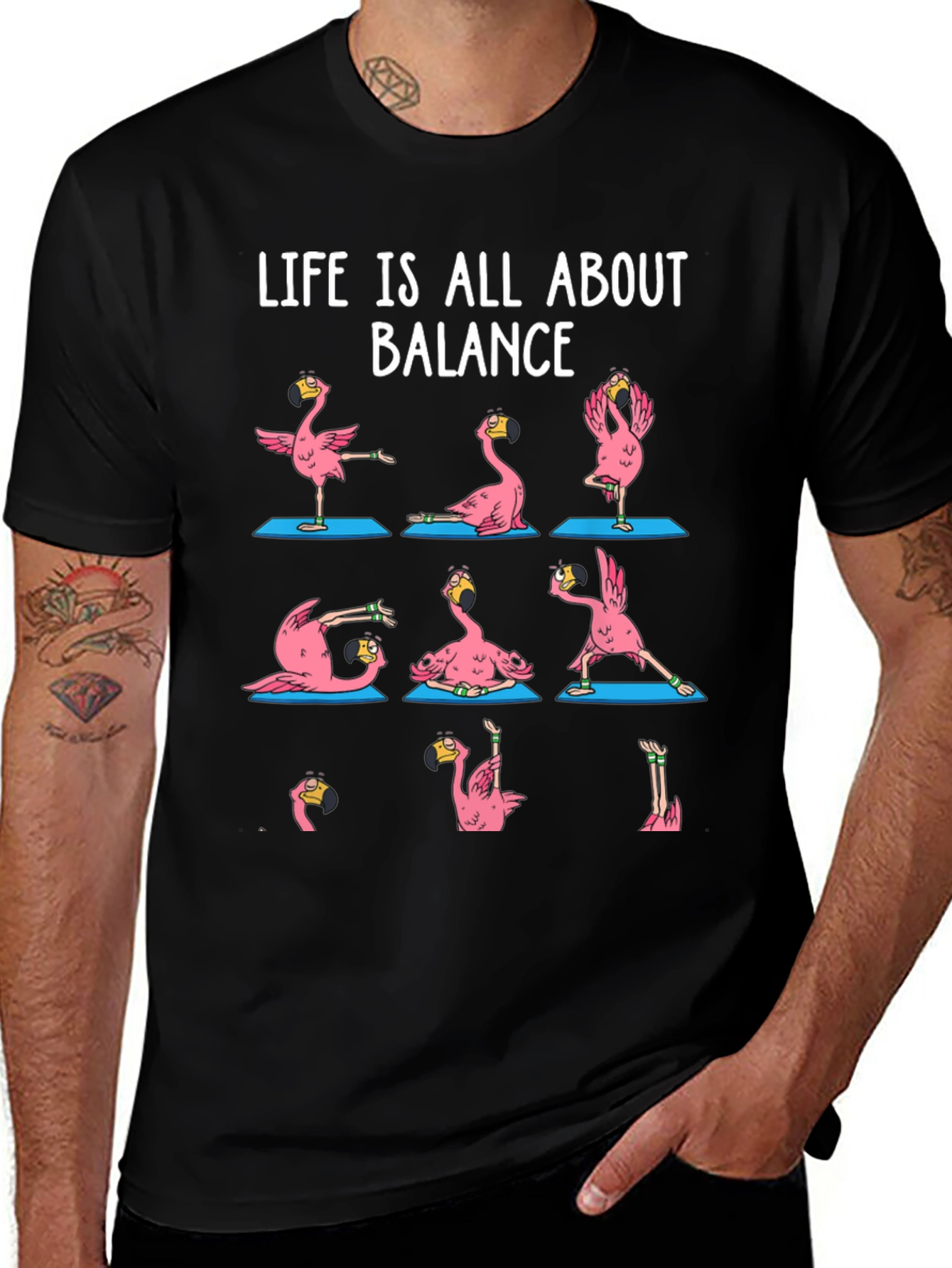 Yoga Flamingo Graphic Tee - Balance is Key