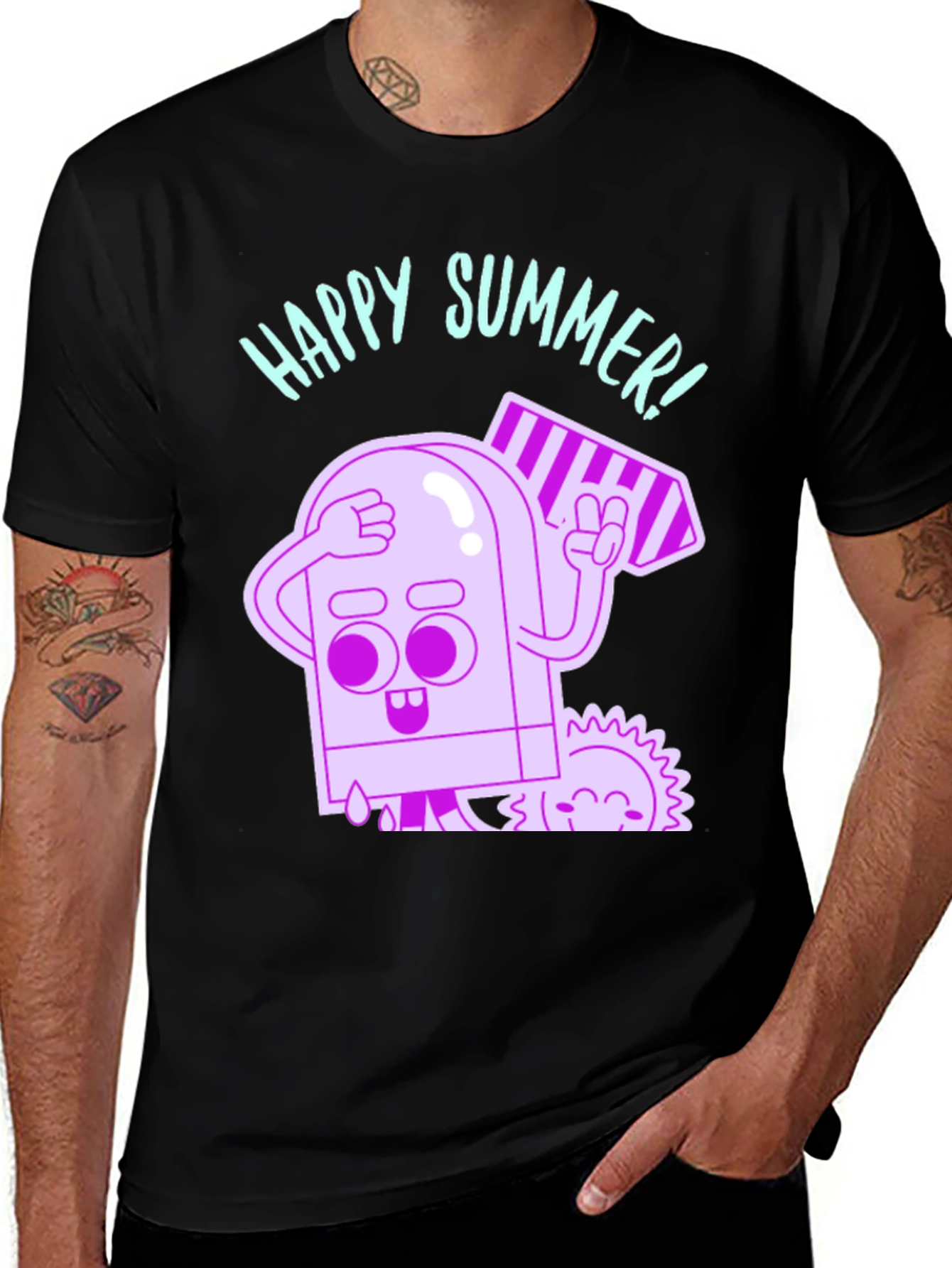 Variant 22 of Happy Summer T-Shirt with Cartoon Graphic