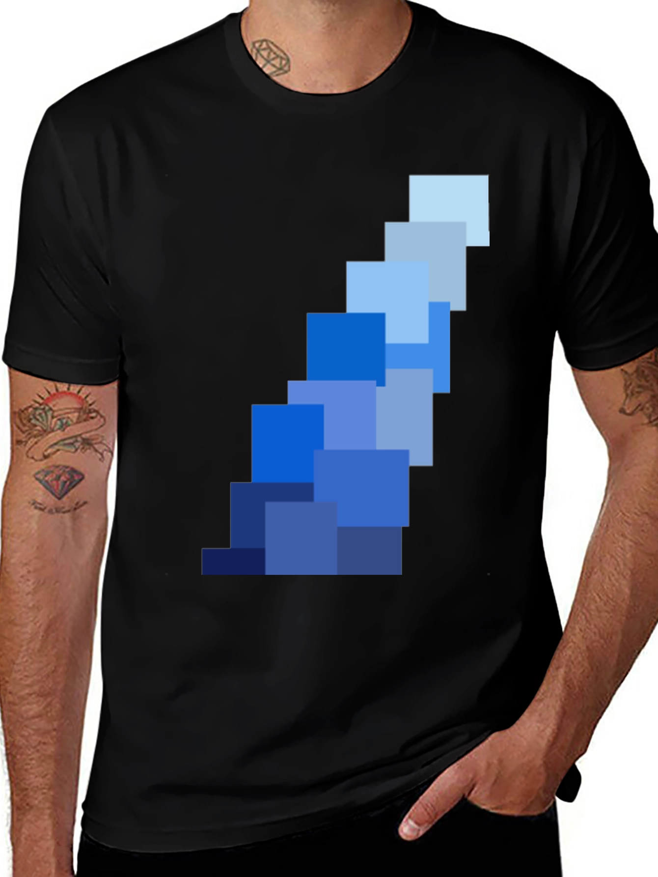 Variant 7 of Cool Blue Pixel Art T-Shirt - Modern Graphic Tee