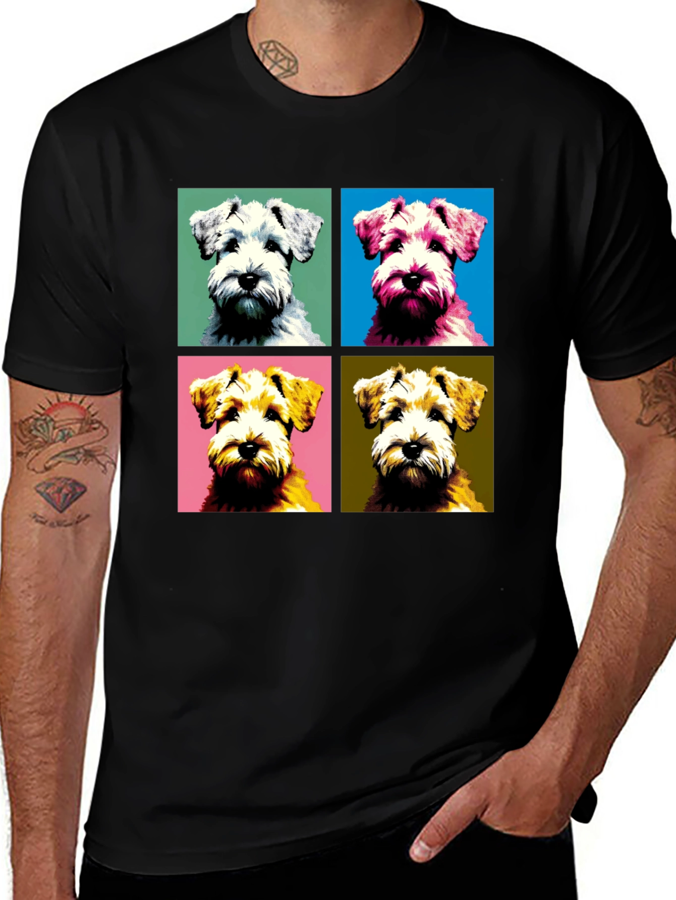 Variant 15 of Pop Art Dog T-Shirt: Schnauzer Square Design