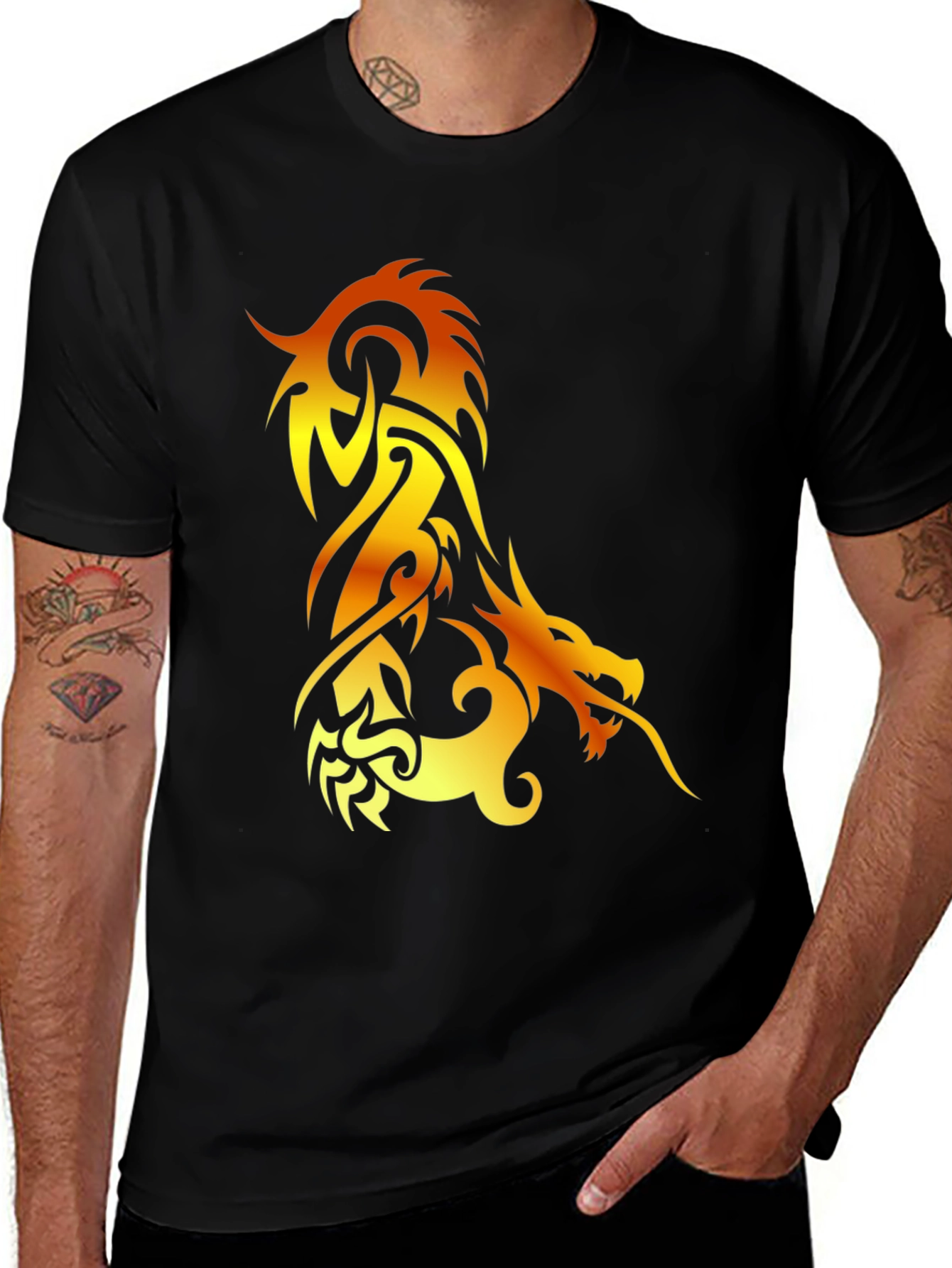 Variant 11 of Fiery Dragon Graphic Tee - Black