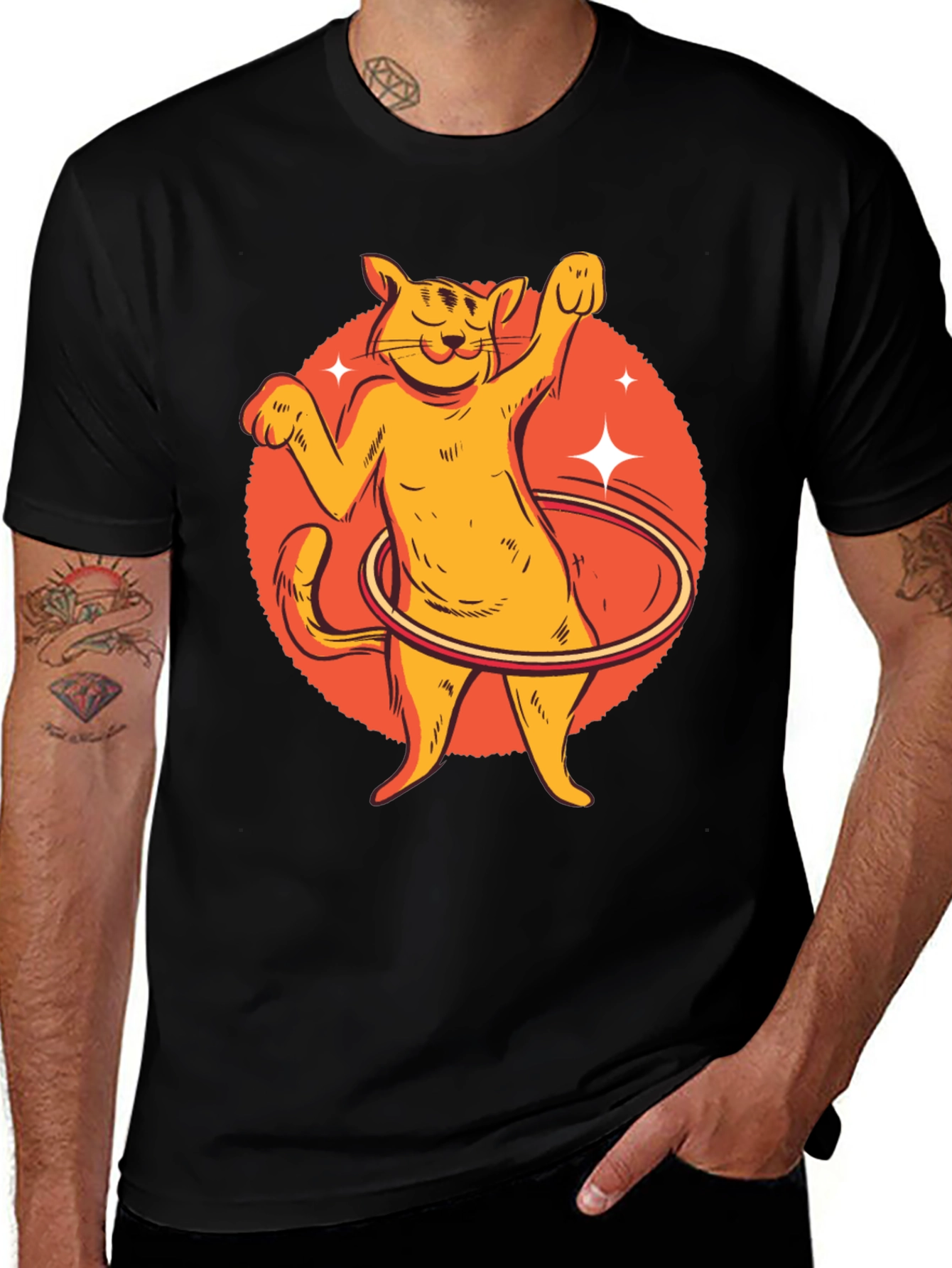 Black Cat Hula Hoop Graphic Tee main image
