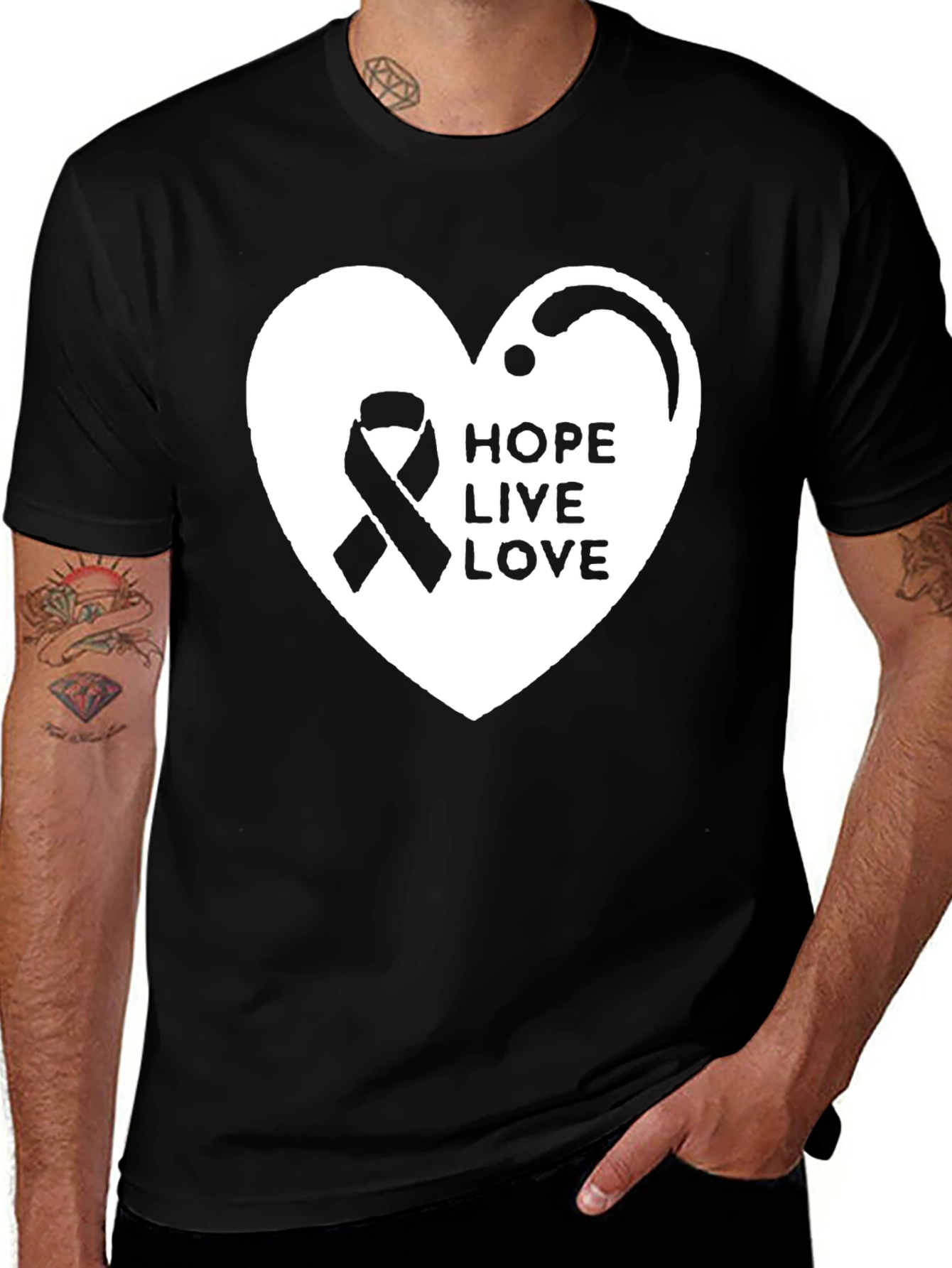 Variant 13 of Hope Live Love Ribbon Heart T-Shirt