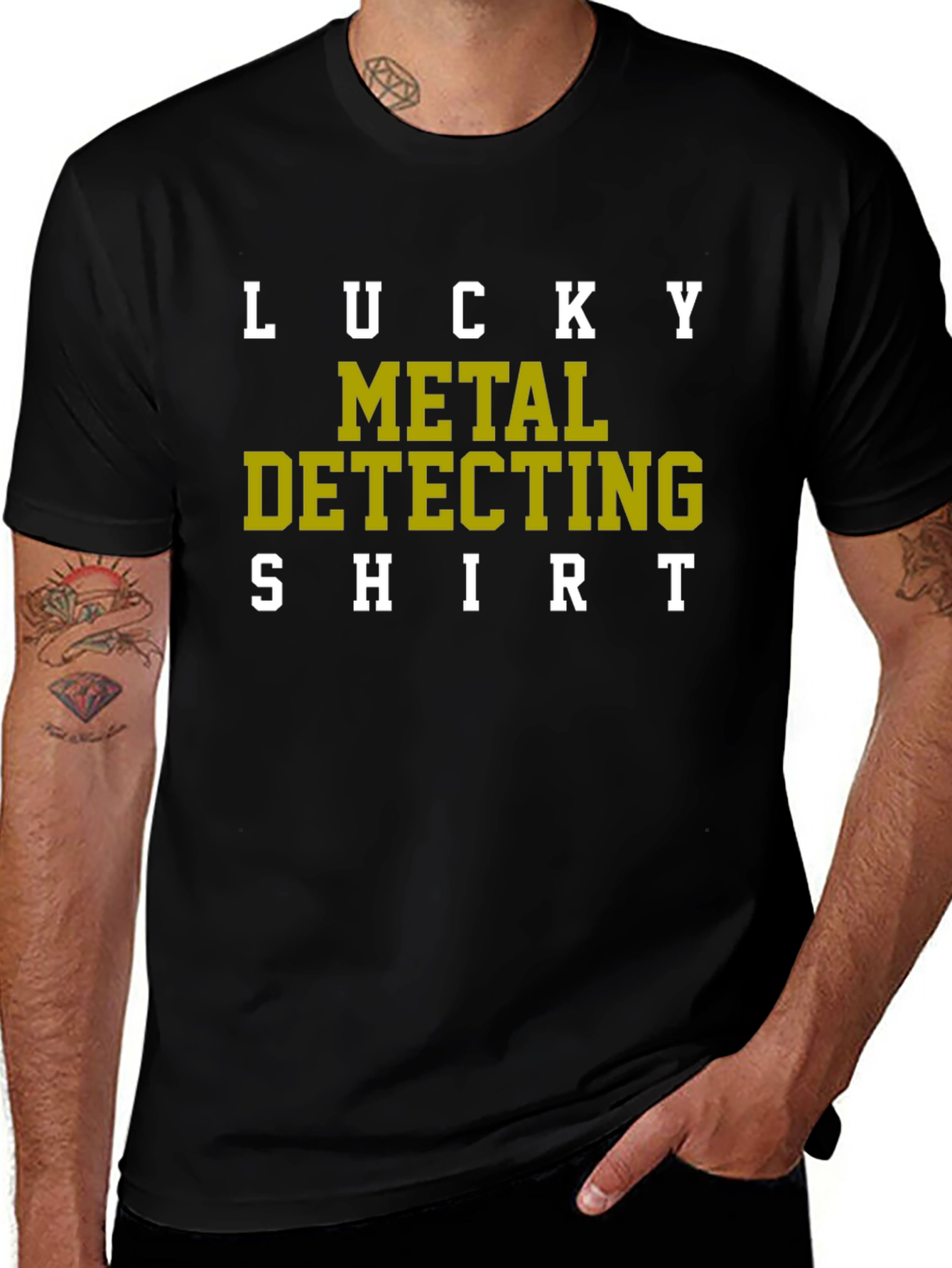 Variant 14 of Lucky Metal Detecting Shirt - Black Tee