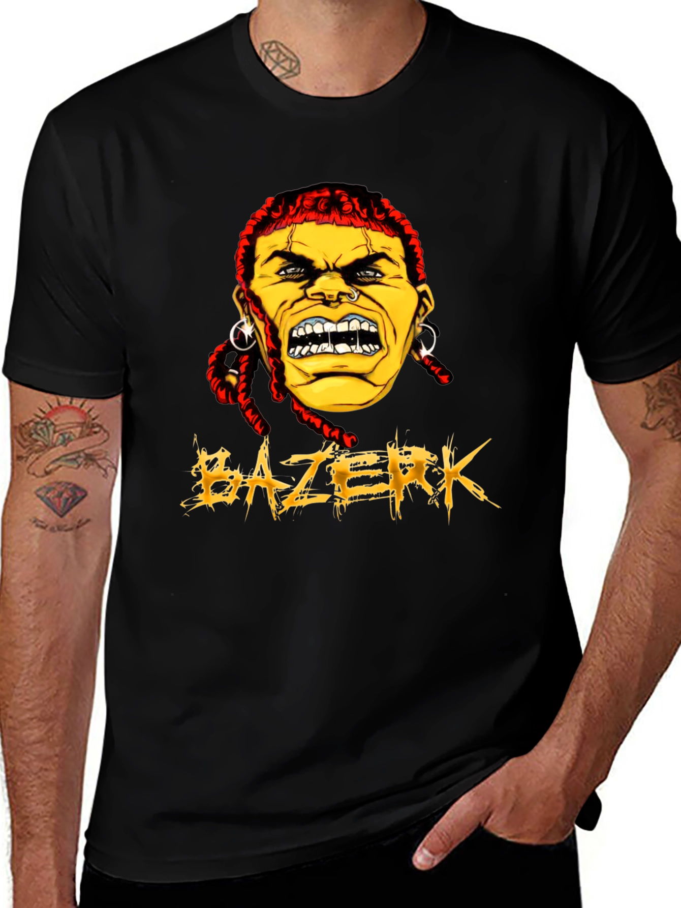 Black BAZERK Graphic Tee - Men's Black Crew Neck main image