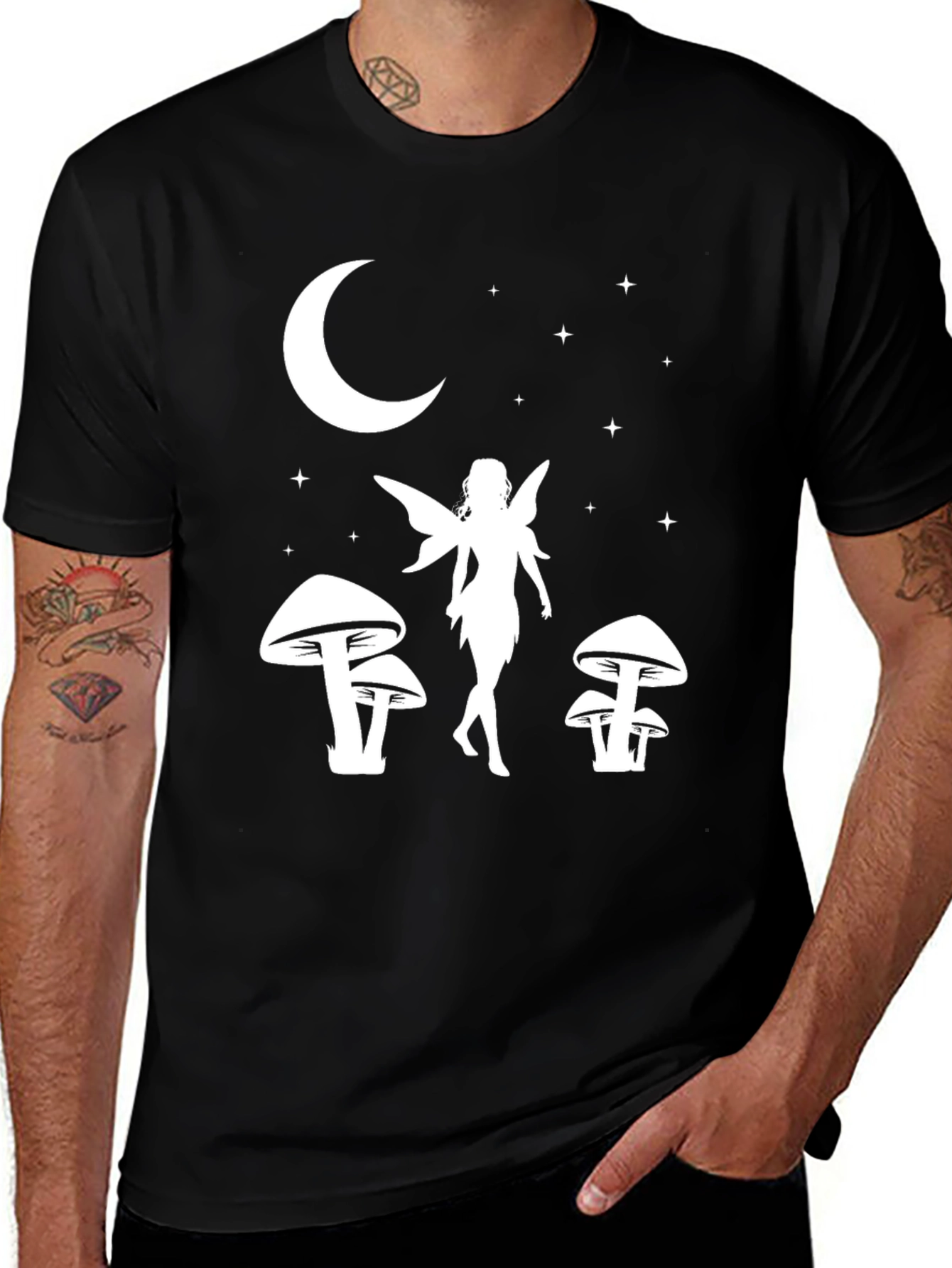 Variant 9 of Fairy Moon T-Shirt - Whimsical Black Tee