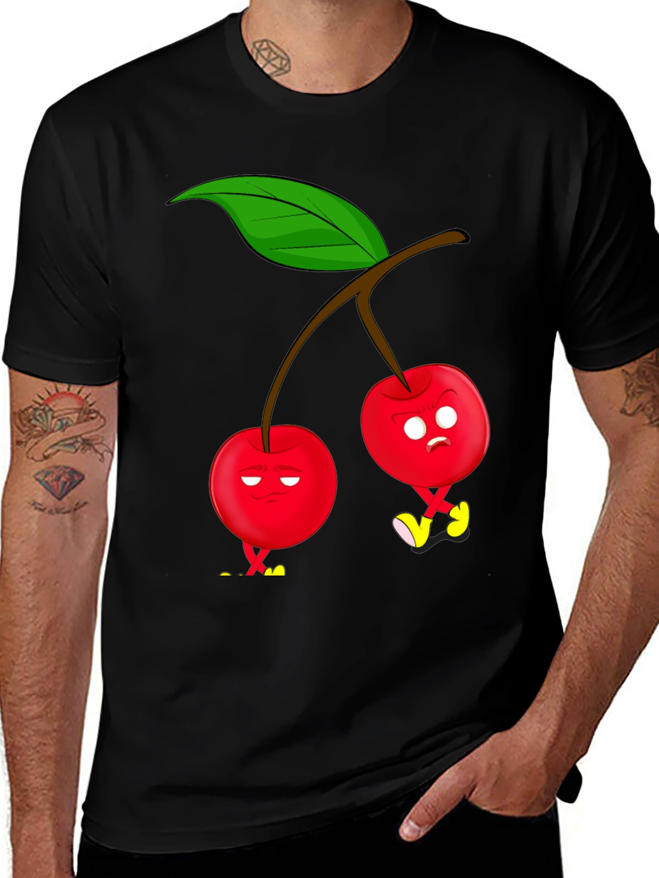 Variant 10 of Grumpy Cartoon Cherry Graphic T-Shirt