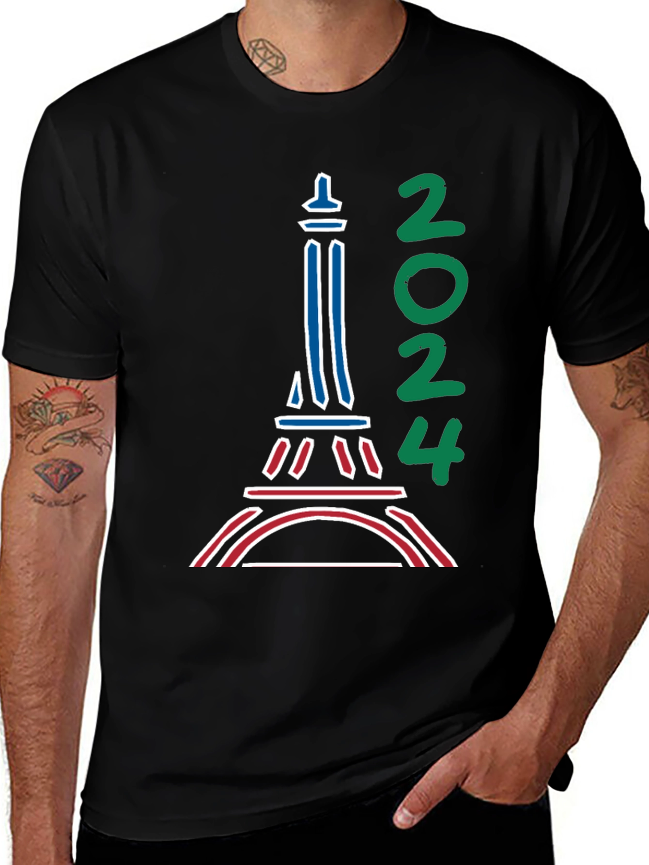 Variant 2 of Paris 2024 Black Graphic Tee