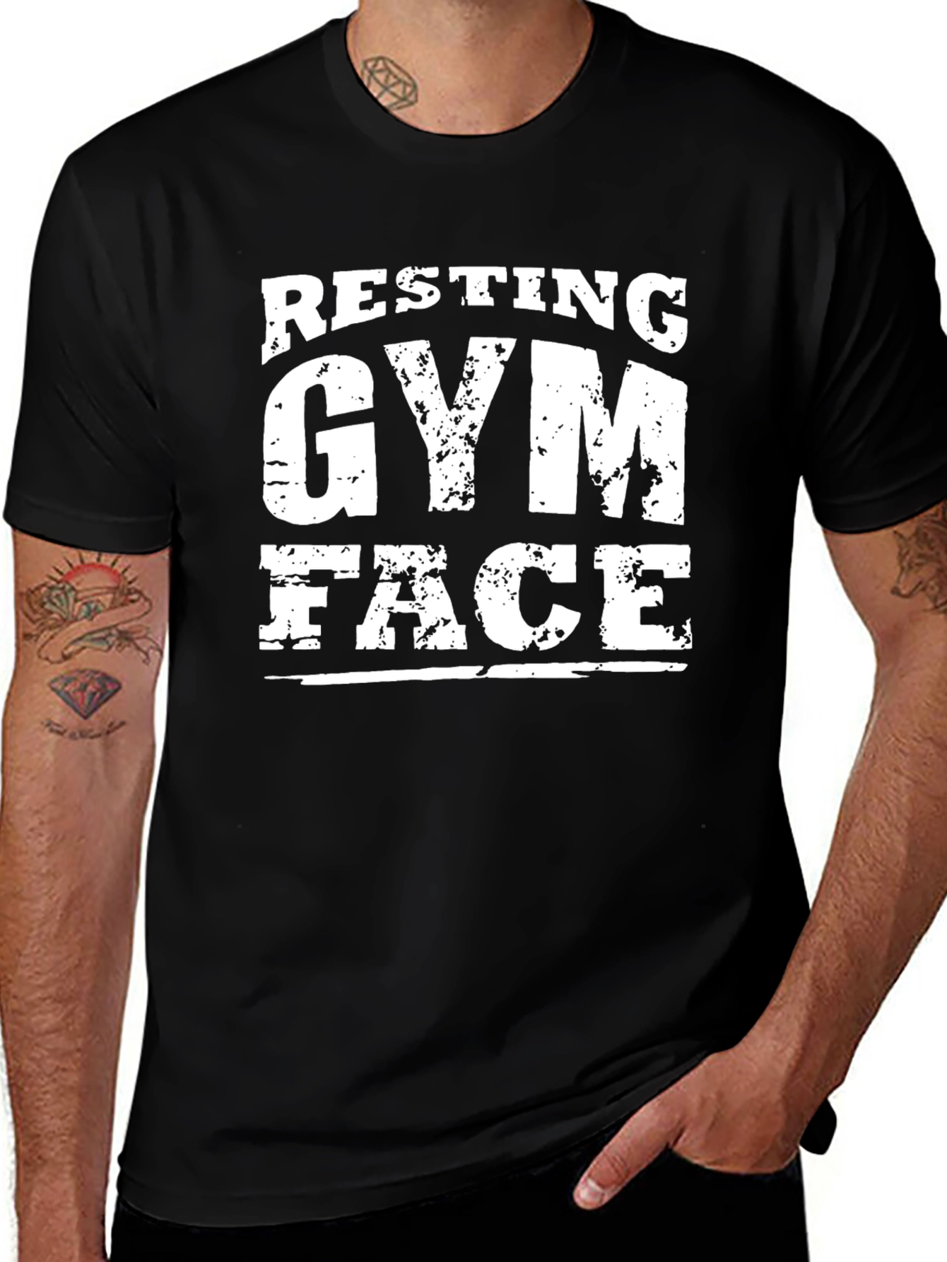 Variant 8 of Resting Gym Face Graphic Tee - Black Cotton T-Shirt