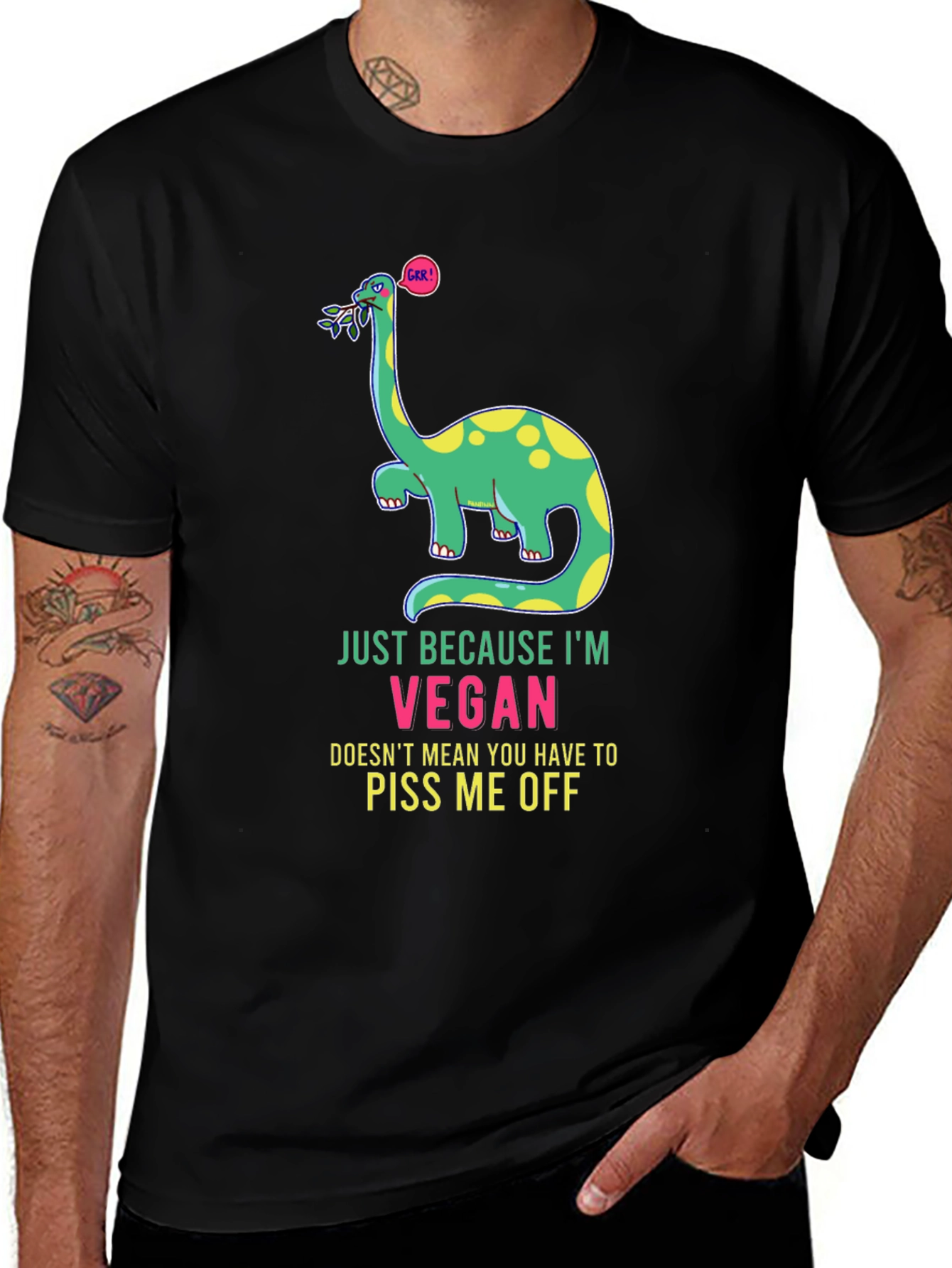 Vegan Dinosaur T-Shirt: Don't Piss Me Off!