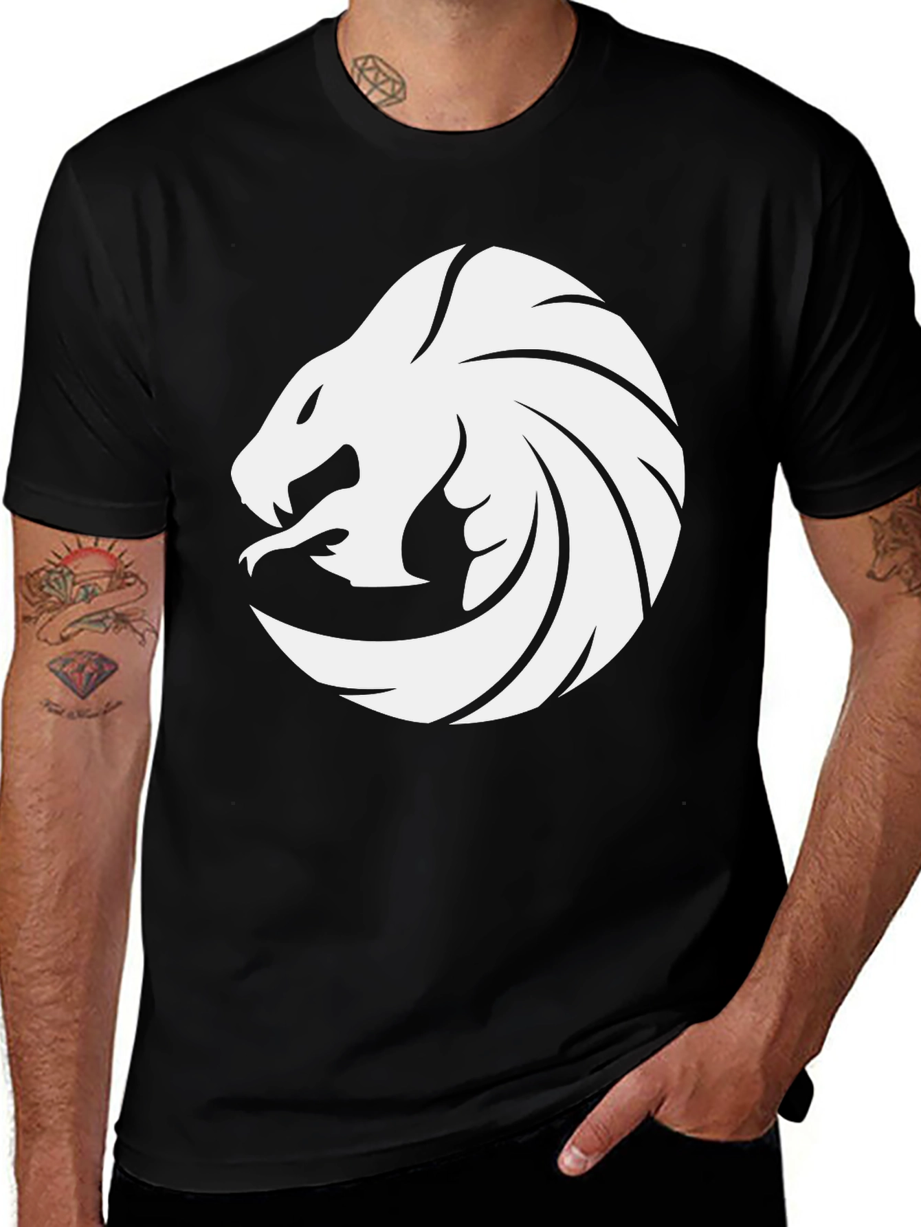 Variant 11 of Black T-Shirt with White Snake Logo
