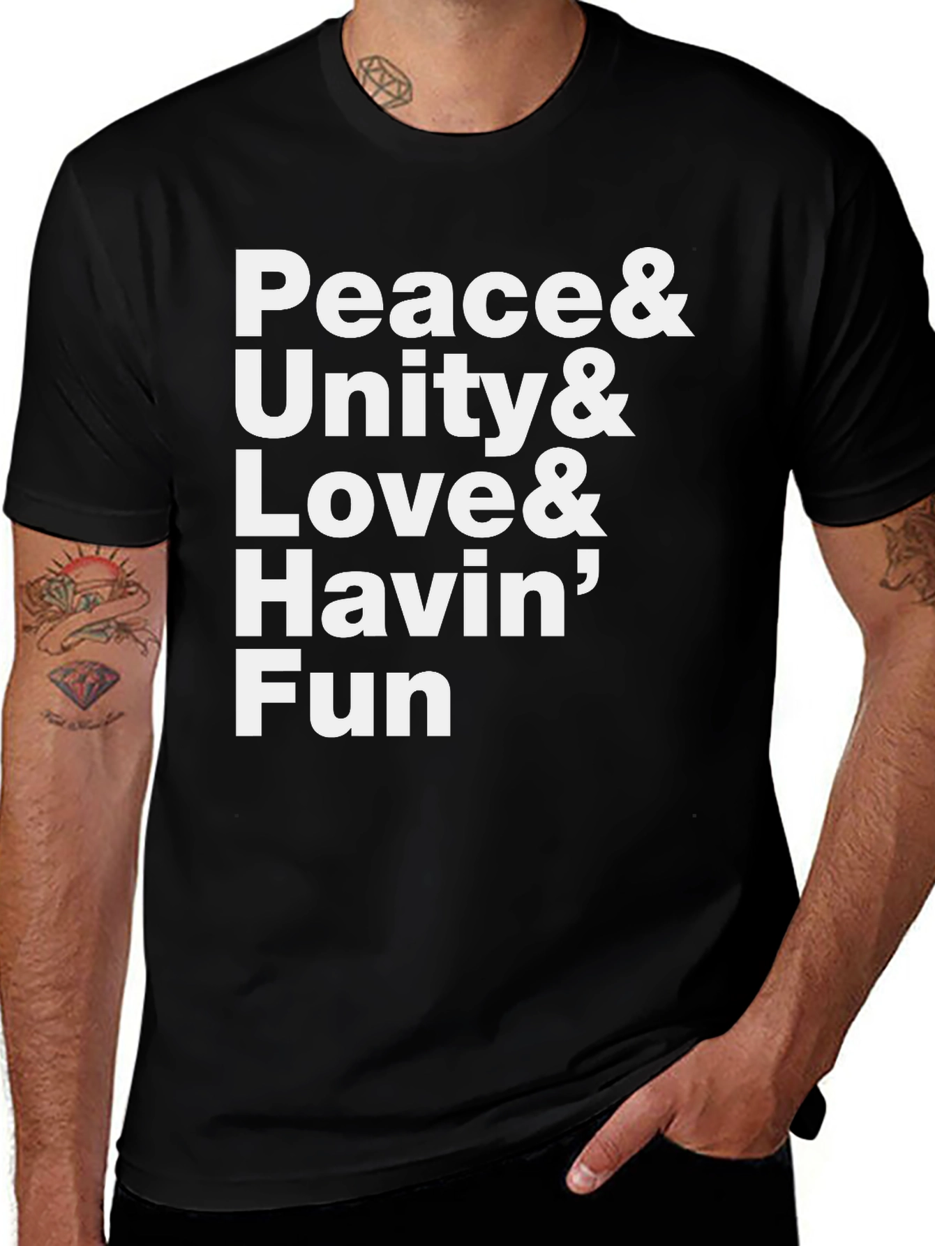 Black Peace, Unity, Love & Havin' Fun T-Shirt main image