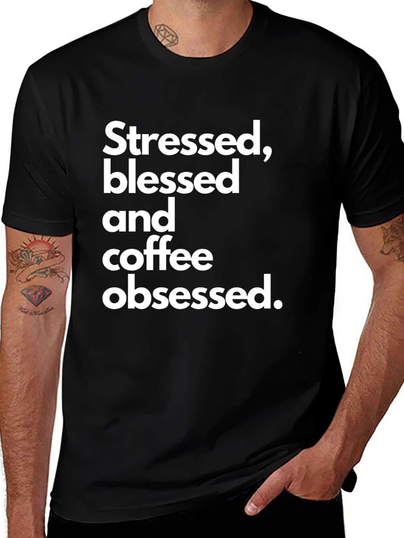 Variant 18 of Stressed Blessed Coffee Obsessed Graphic T-Shirt