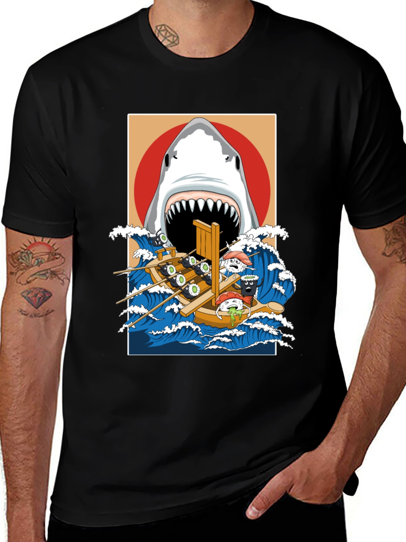 Variant 25 of Sushi Shark T-Shirt: Unique Graphic Tee