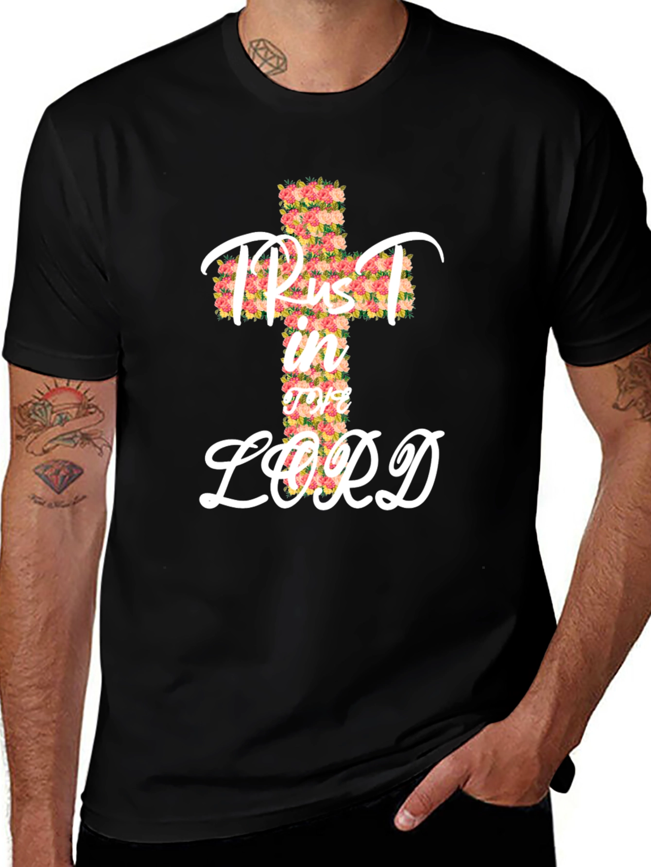 Variant 14 of Trust in the Lord Floral Cross T-Shirt