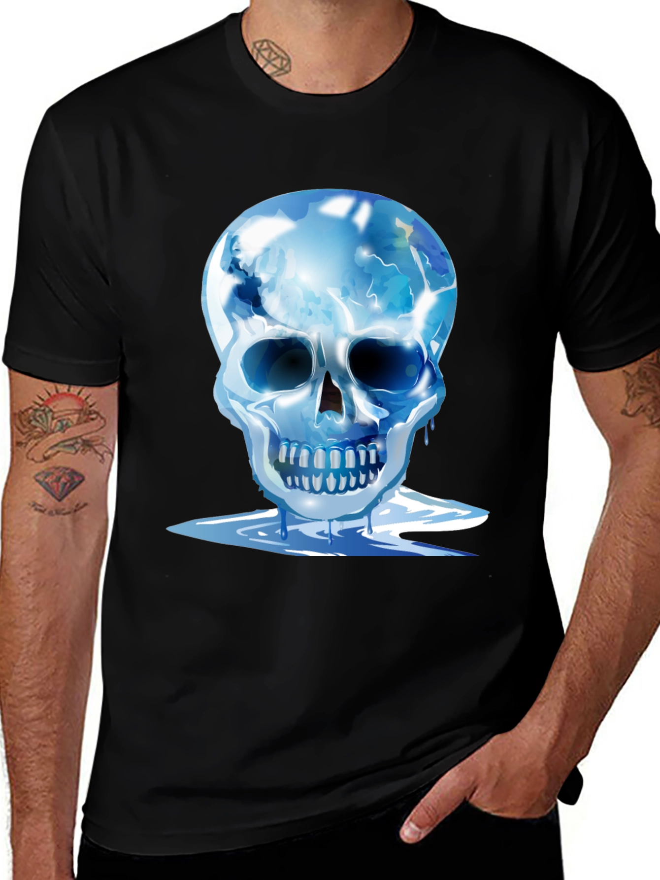 Variant 8 of Icy Skull Graphic Tee - Men's Black T-Shirt