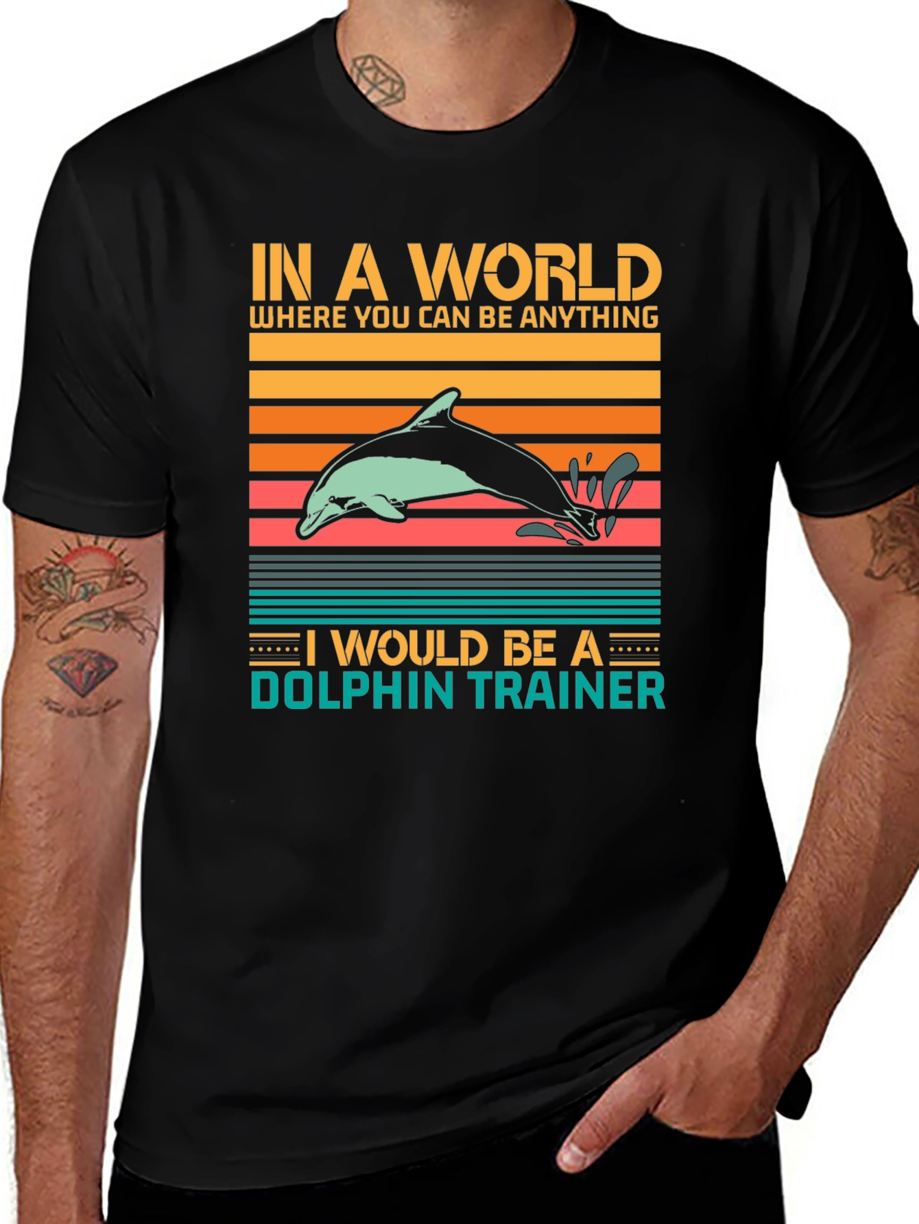 Variant 19 of Dolphin Trainer Graphic Tee - Unisex Black T-Shirt