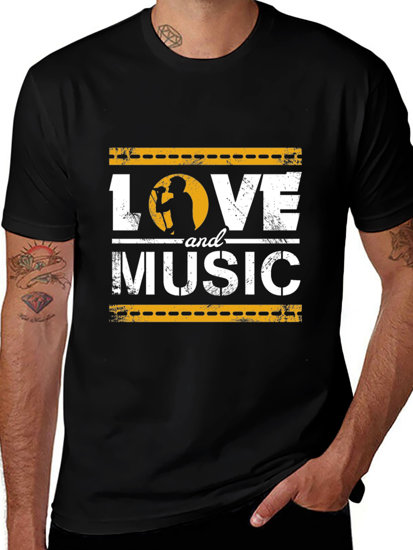 Variant 13 of Love and Music Graphic T-Shirt - Black
