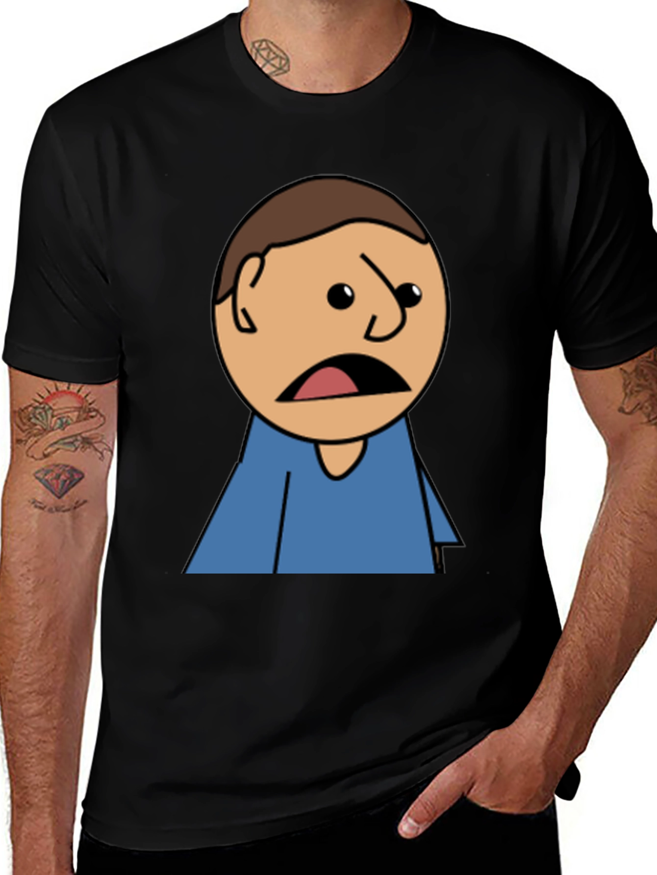 Variant 9 of Cartoon Man Black T-Shirt