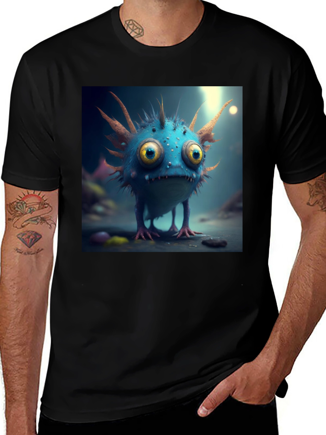Variant 13 of Cute Monster Graphic Tee - Black