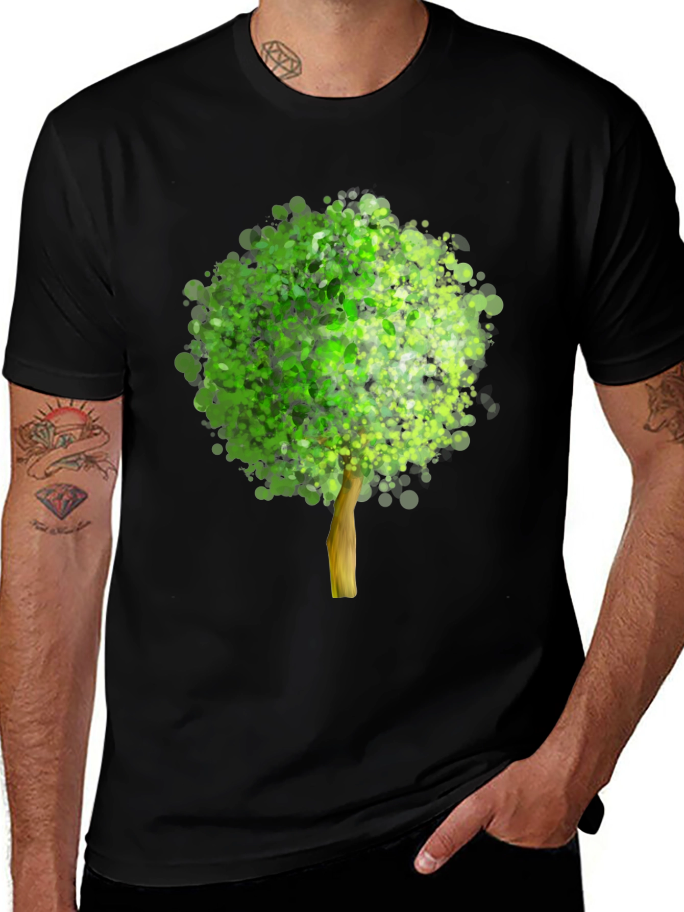 Variant 28 of Arboreal Print Black T-Shirt