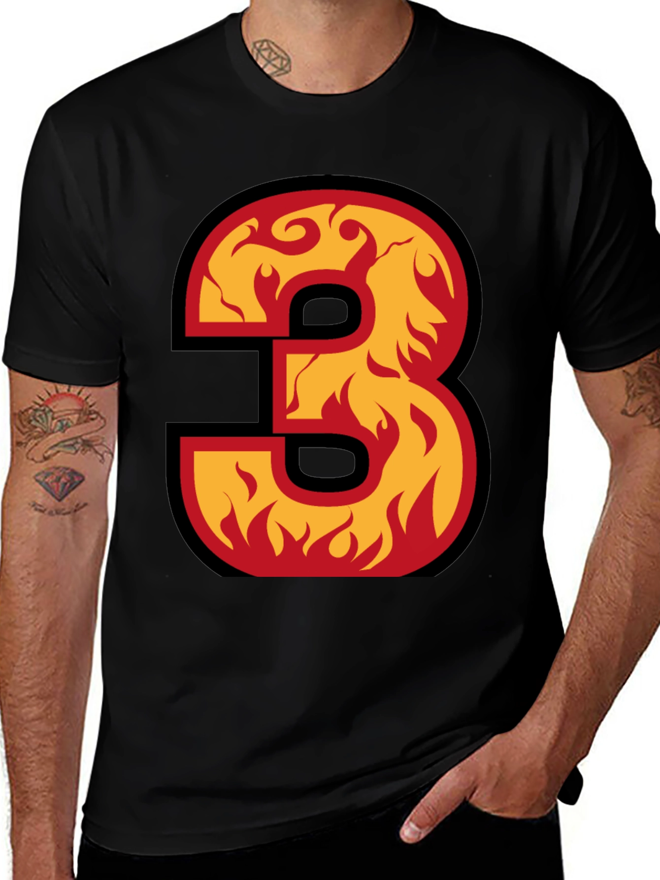 Variant 14 of Fiery Number 3 Graphic T-Shirt - Bold Statement Tee