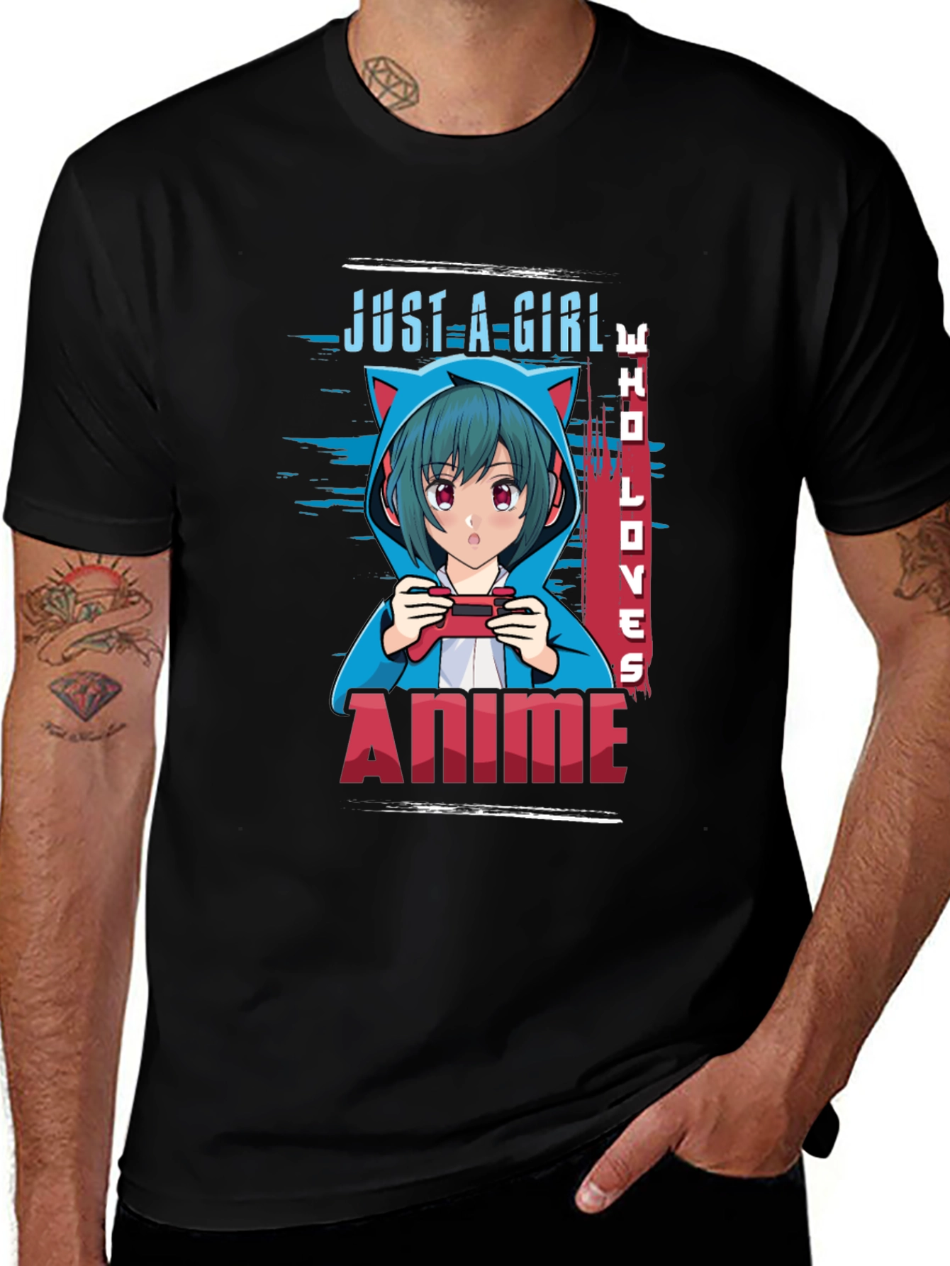 Variant 16 of Anime Girl Gaming T-Shirt - Just a Girl Who Loves Anime!