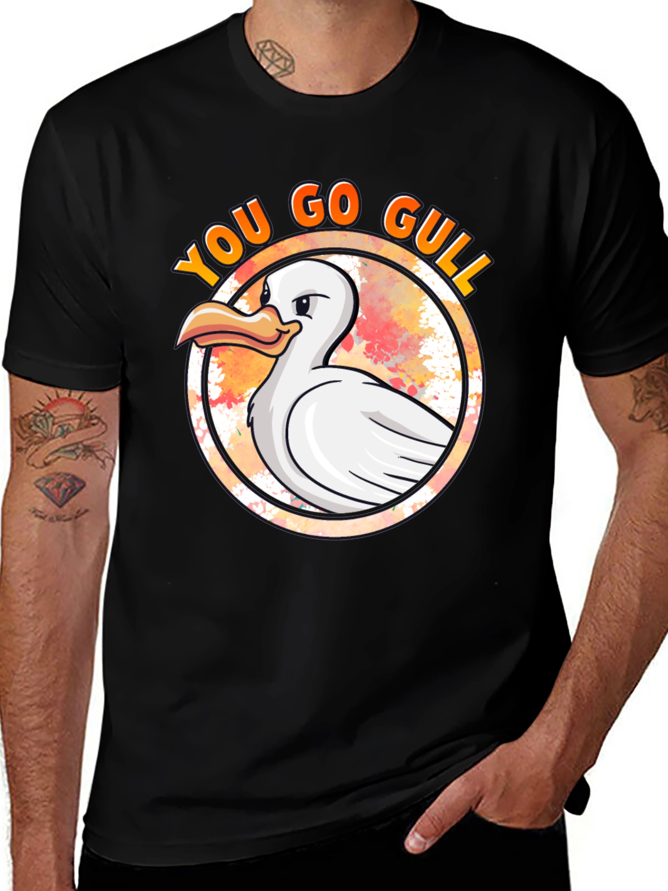 Variant 20 of You Go Gull T-Shirt - Black Cotton Tee