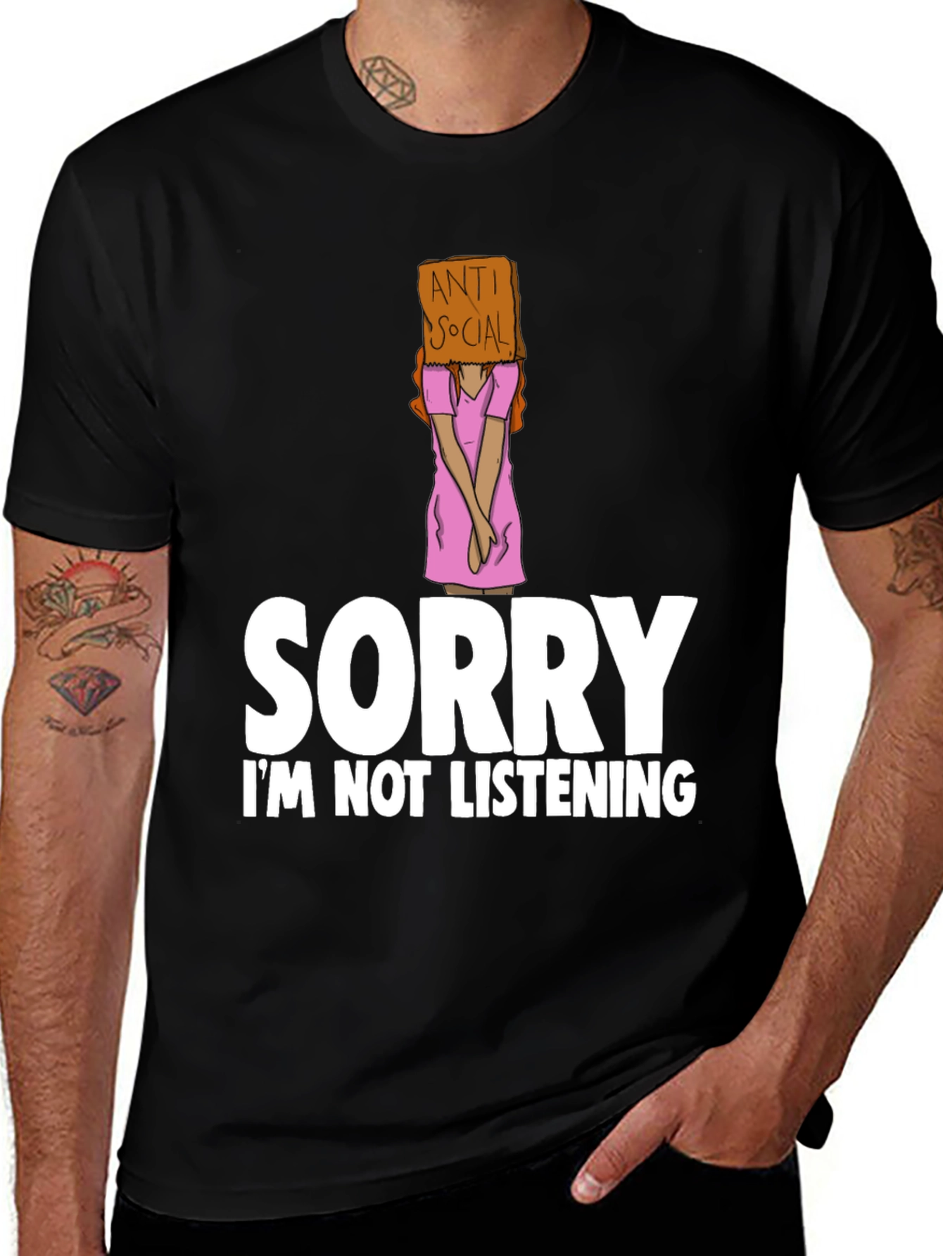 Variant 21 of Anti-Social Graphic Tee: Sorry Not Listening