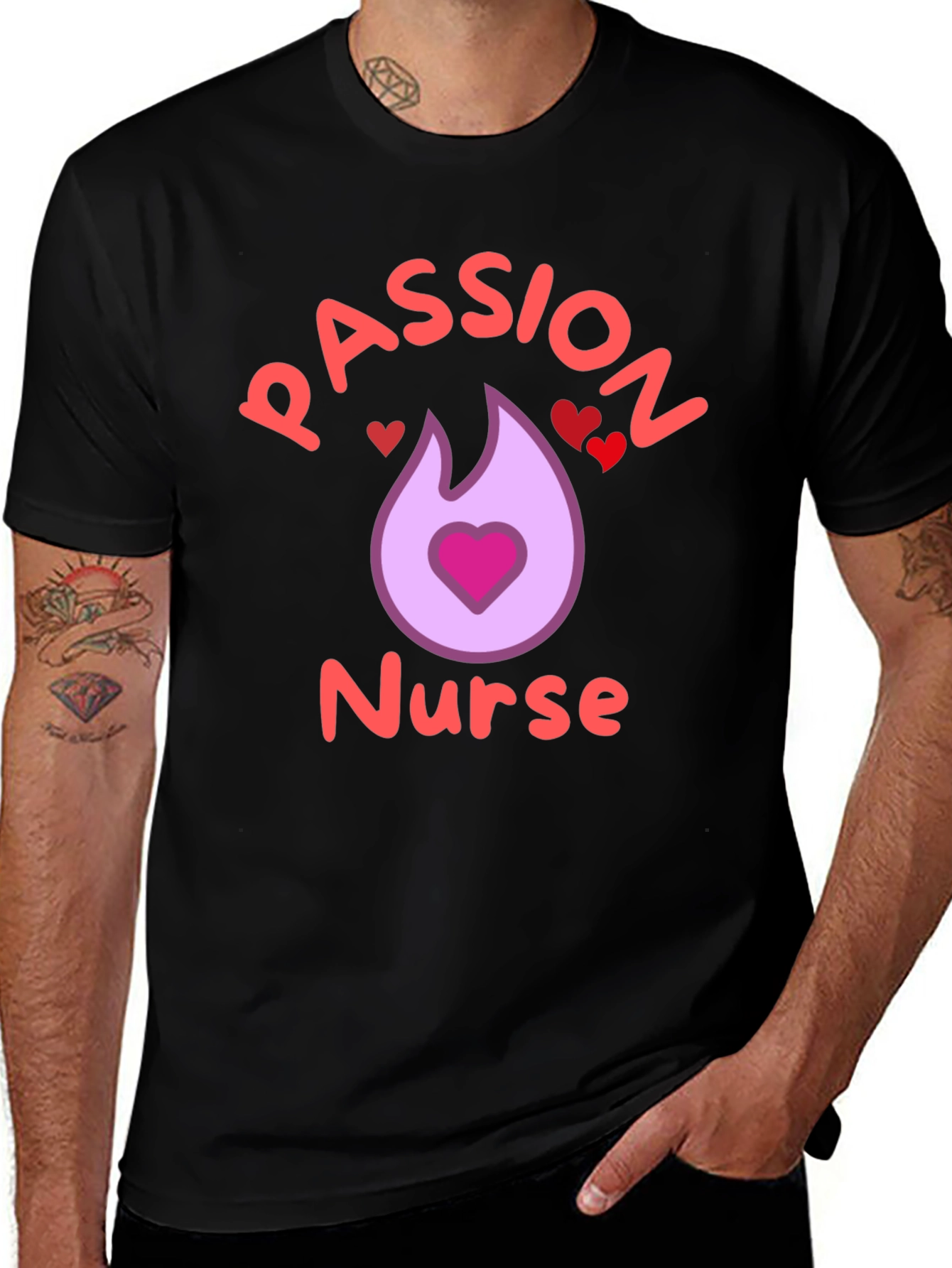 Variant 5 of Passion Nurse Black Graphic T-Shirt