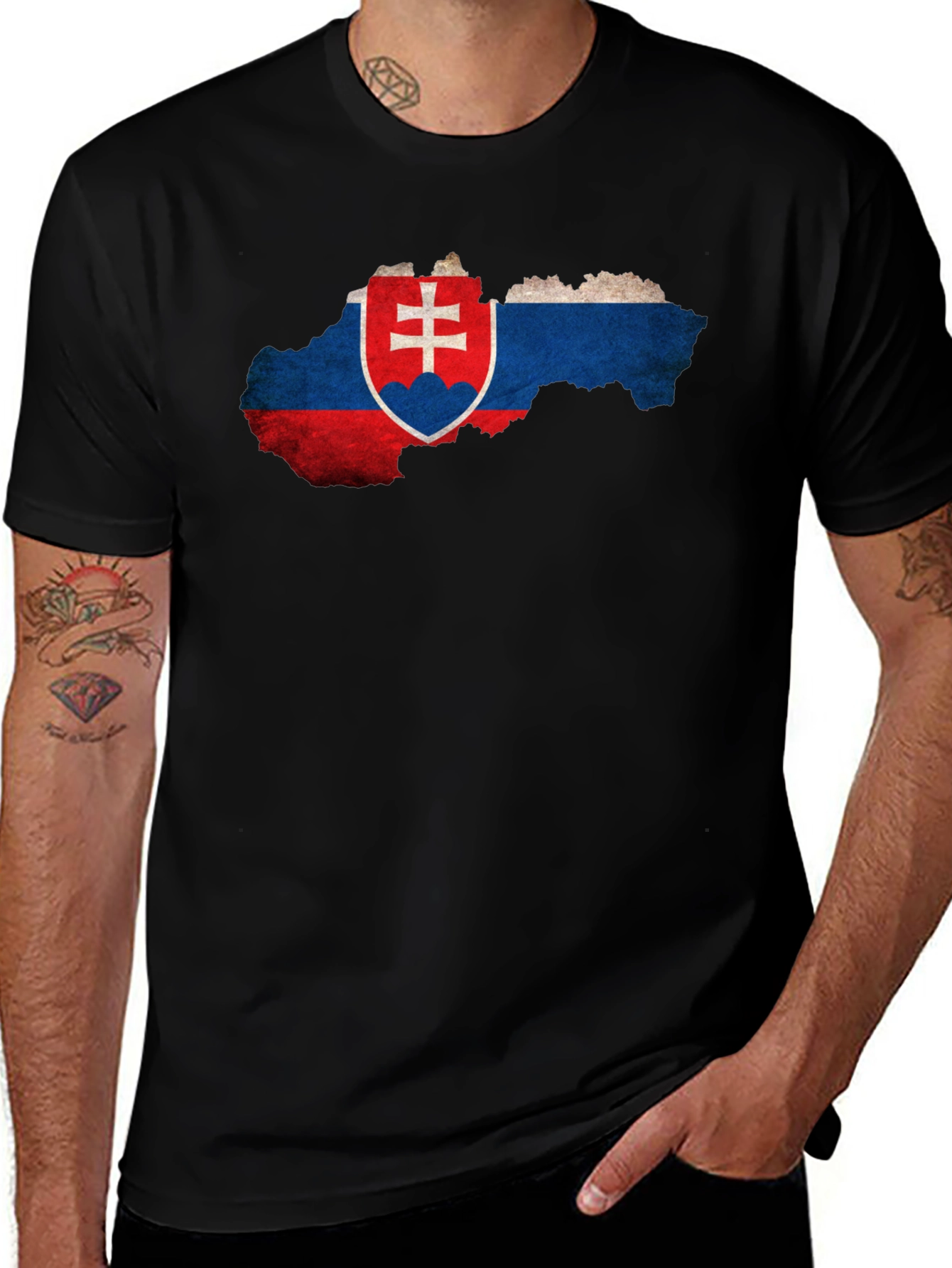 Slovakia Flag Map Graphic Tee - Black