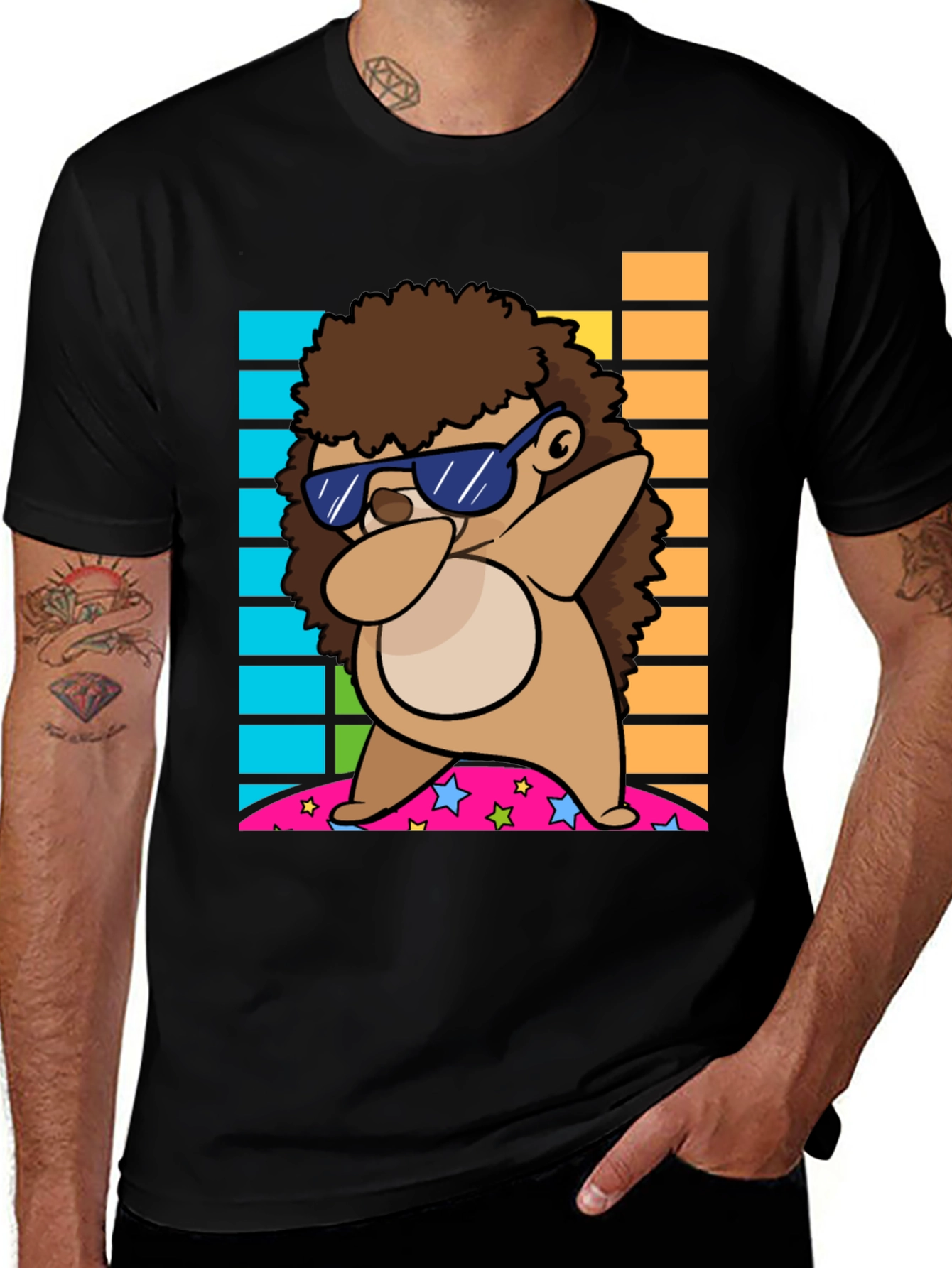 Variant 9 of Dabbing Hedgehog Graphic Tee - Cool & Fun Design
