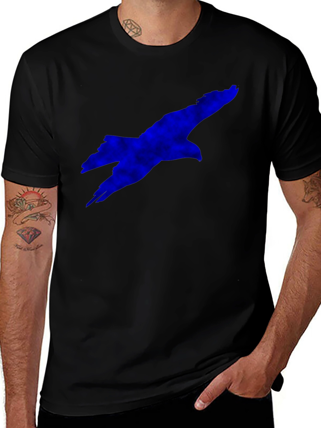 Variant 23 of Blue Bird Graphic Tee - Men's Black T-Shirt