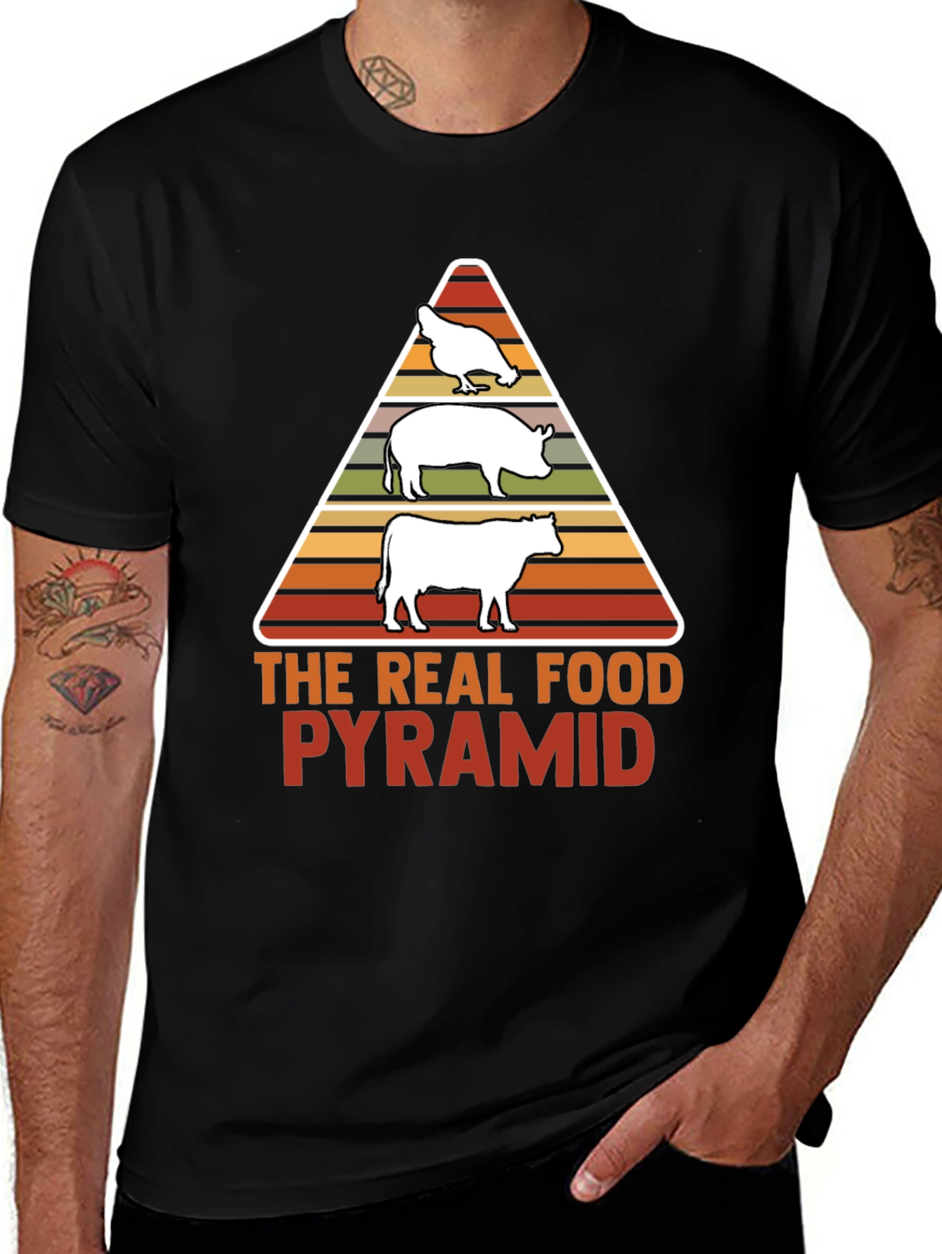 Variant 5 of The Real Food Pyramid T-Shirt - Meat Lovers Tee