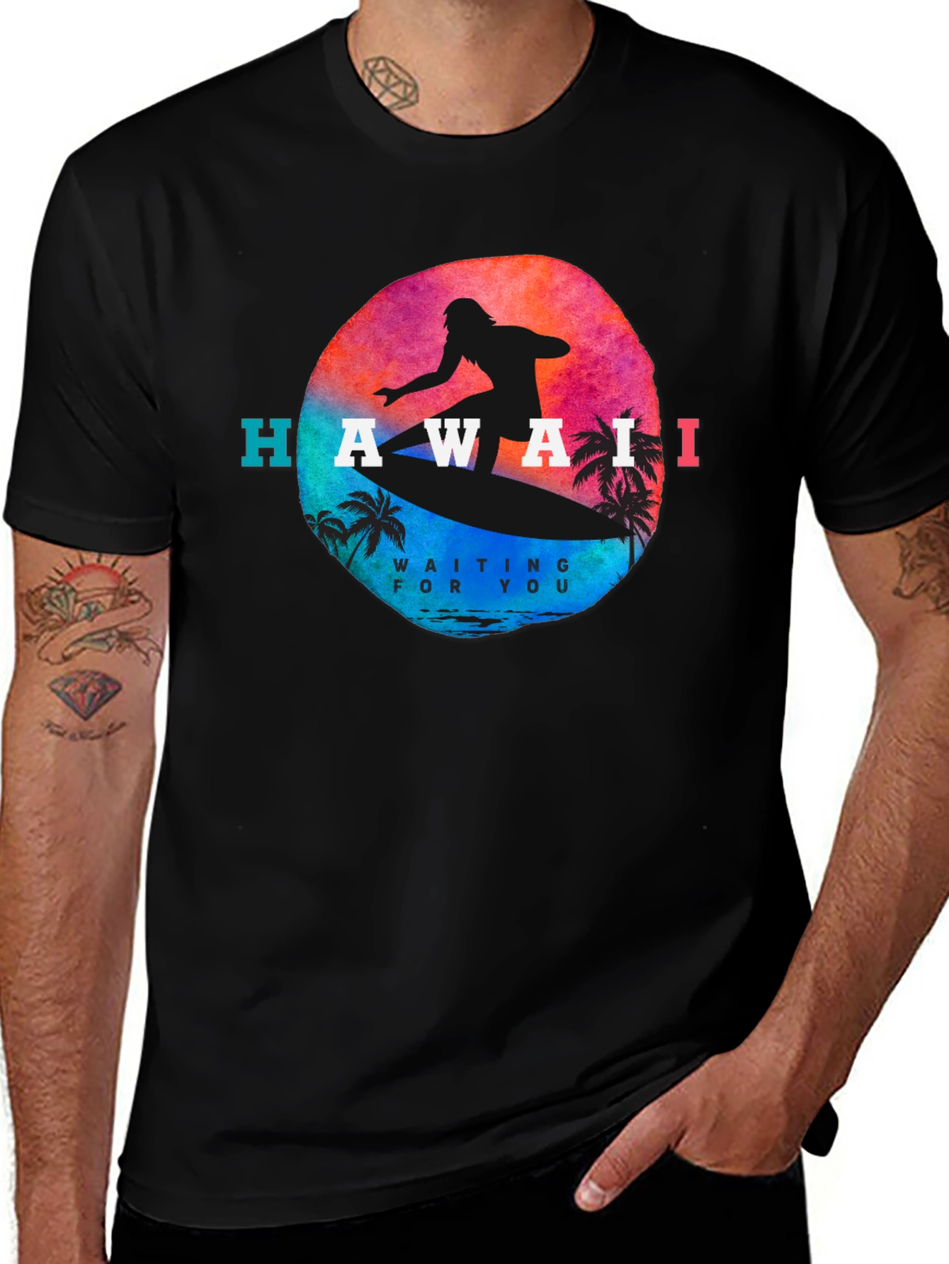 Hawaii Surfing Graphic Tee - Island Vibes