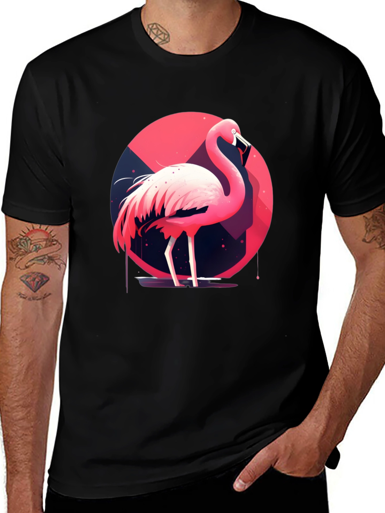 Variant 25 of Flamingo Graphic Tee - Stylish Black Cotton T-Shirt