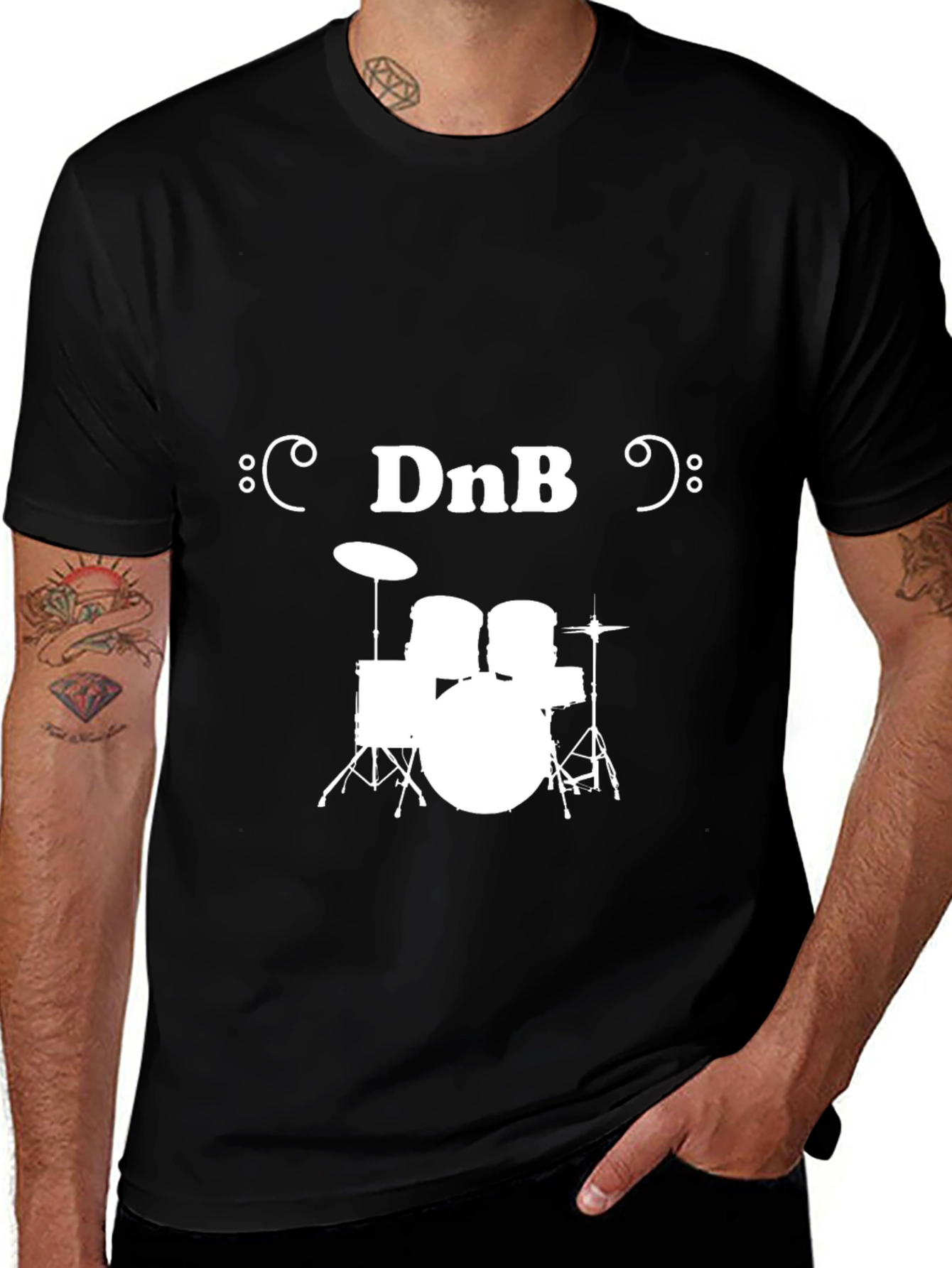 Variant 30 of DnB Drum Kit T-Shirt - Black Cotton Tee