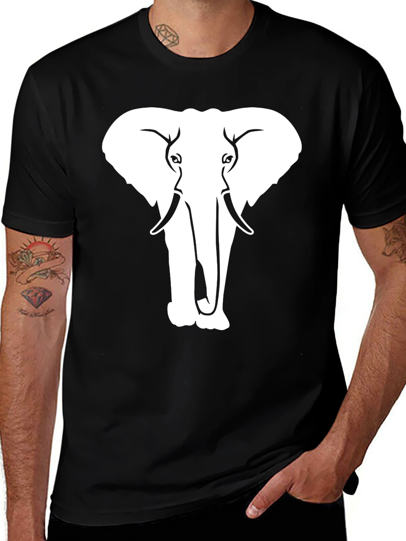 Variant 12 of Elephant Graphic Print Black T-Shirt