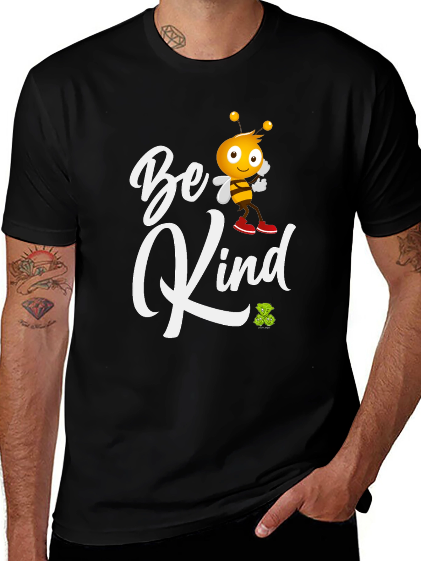 Be Kind Graphic Tee - Black Crew Neck T-Shirt