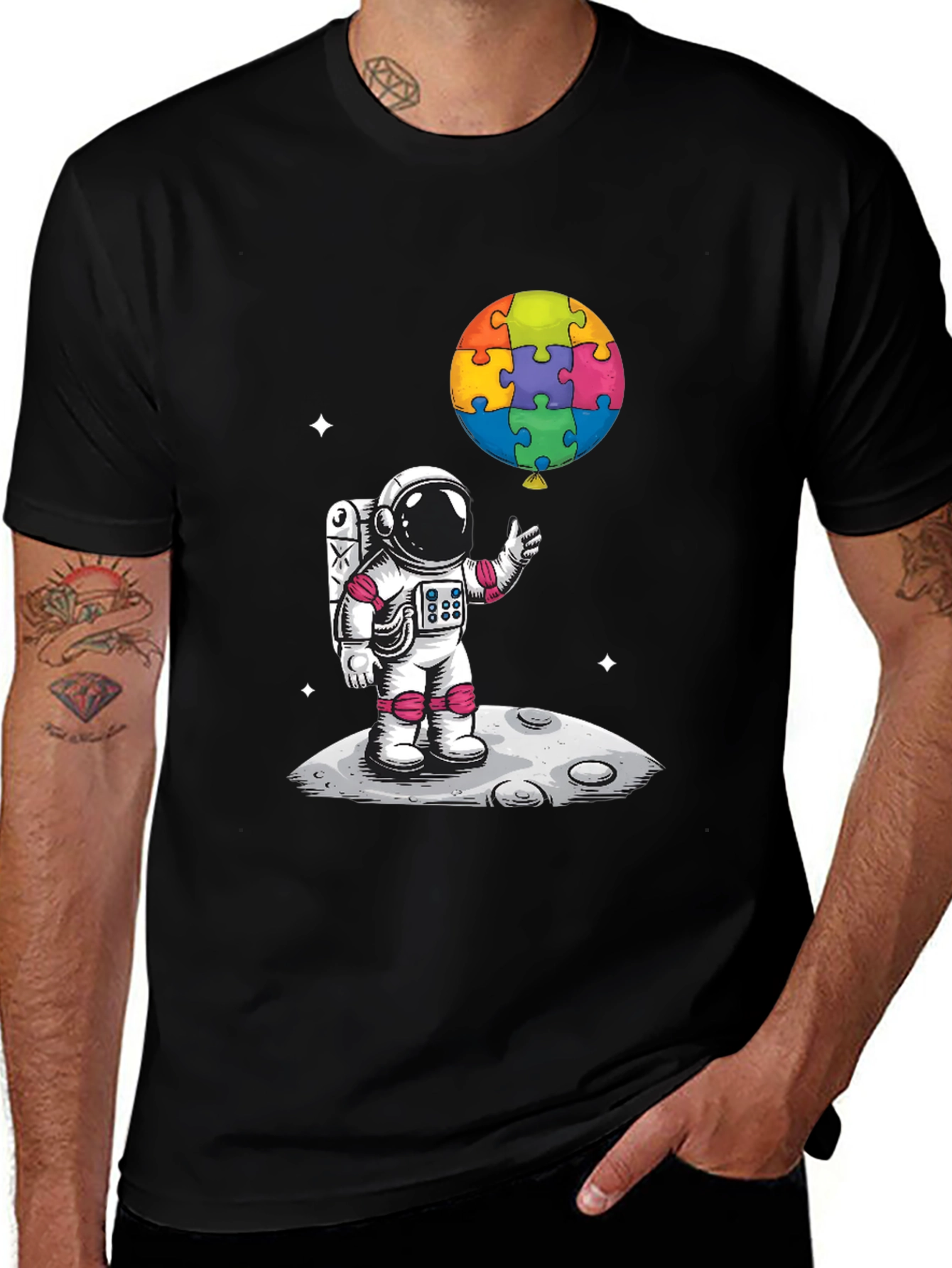 Variant 7 of Astronaut & Puzzle Balloon Graphic T-Shirt