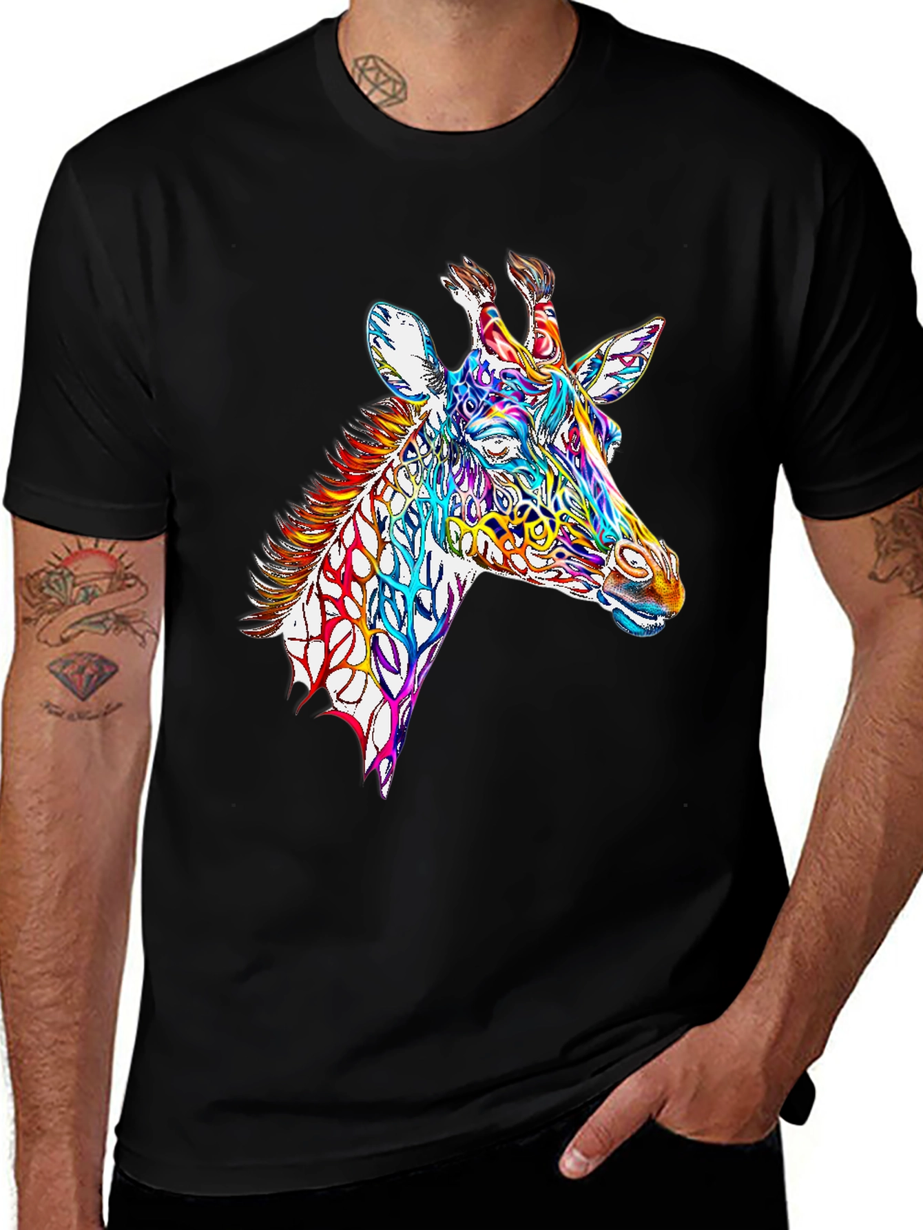 Variant 18 of Colorful Giraffe Graphic T-Shirt - Stylish Animal Tee
